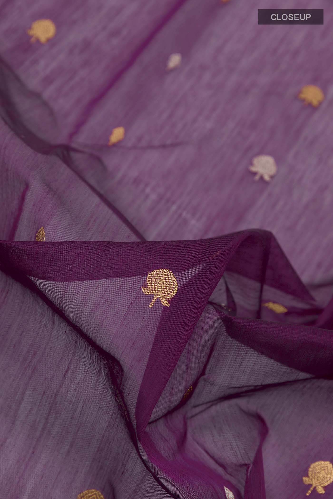 Purple Chanderi Silk Cotton Saree - Image 2