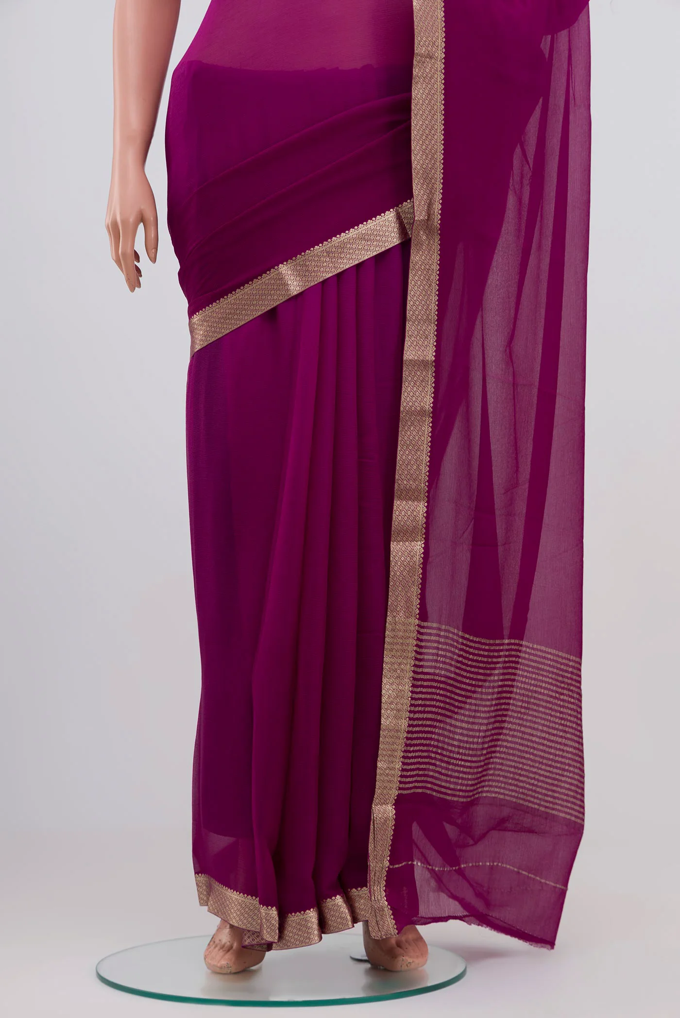 Purple Mysore Chiffon Saree - Image 3