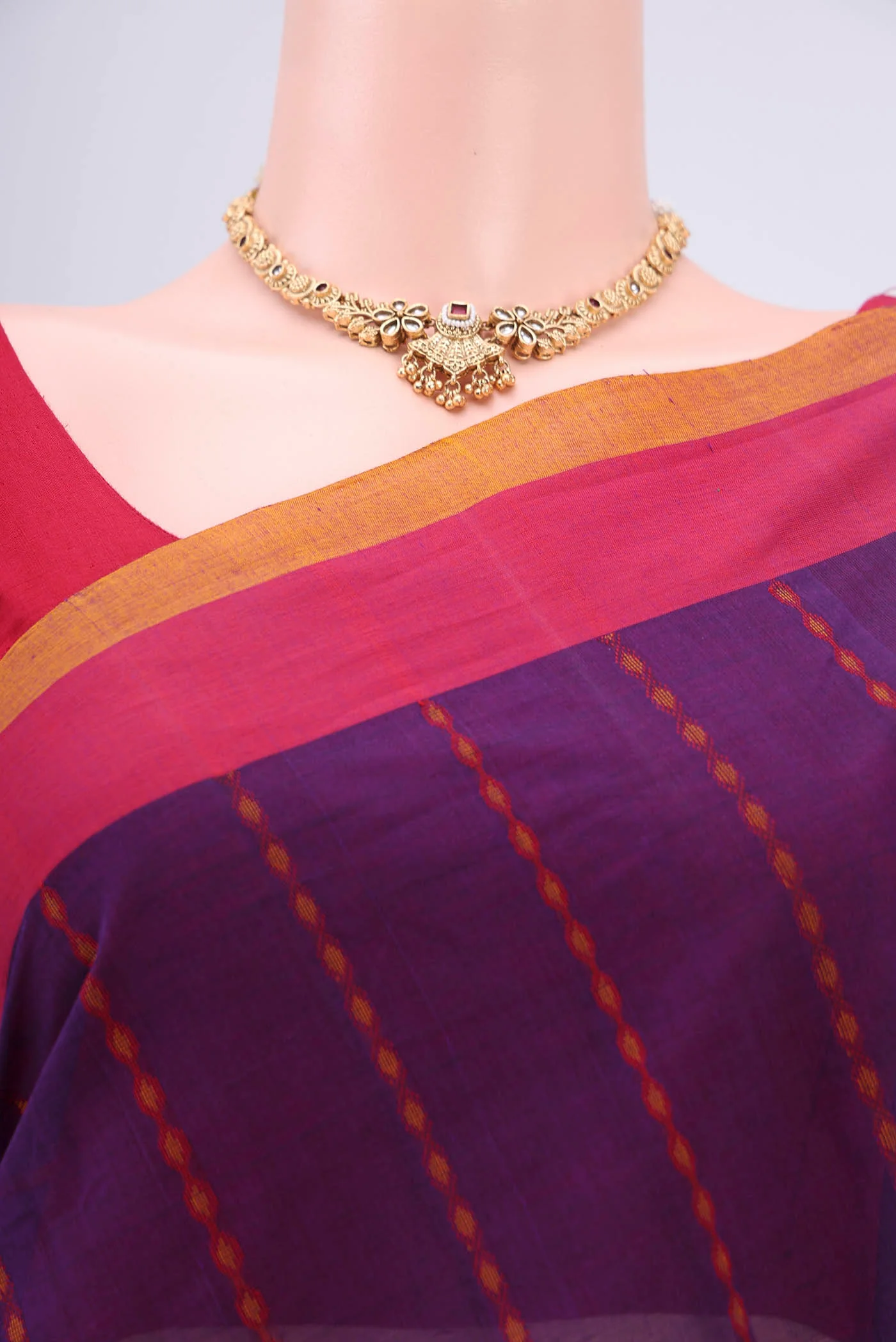 Purple Coimbatore Cotton Saree - Image 2