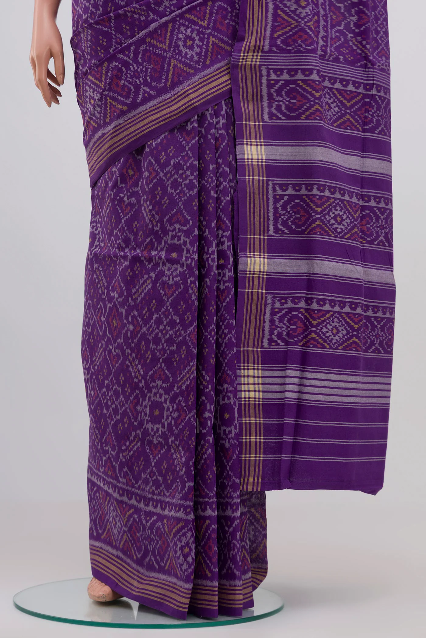 Violet Pochampally Cotton Saree - Image 3