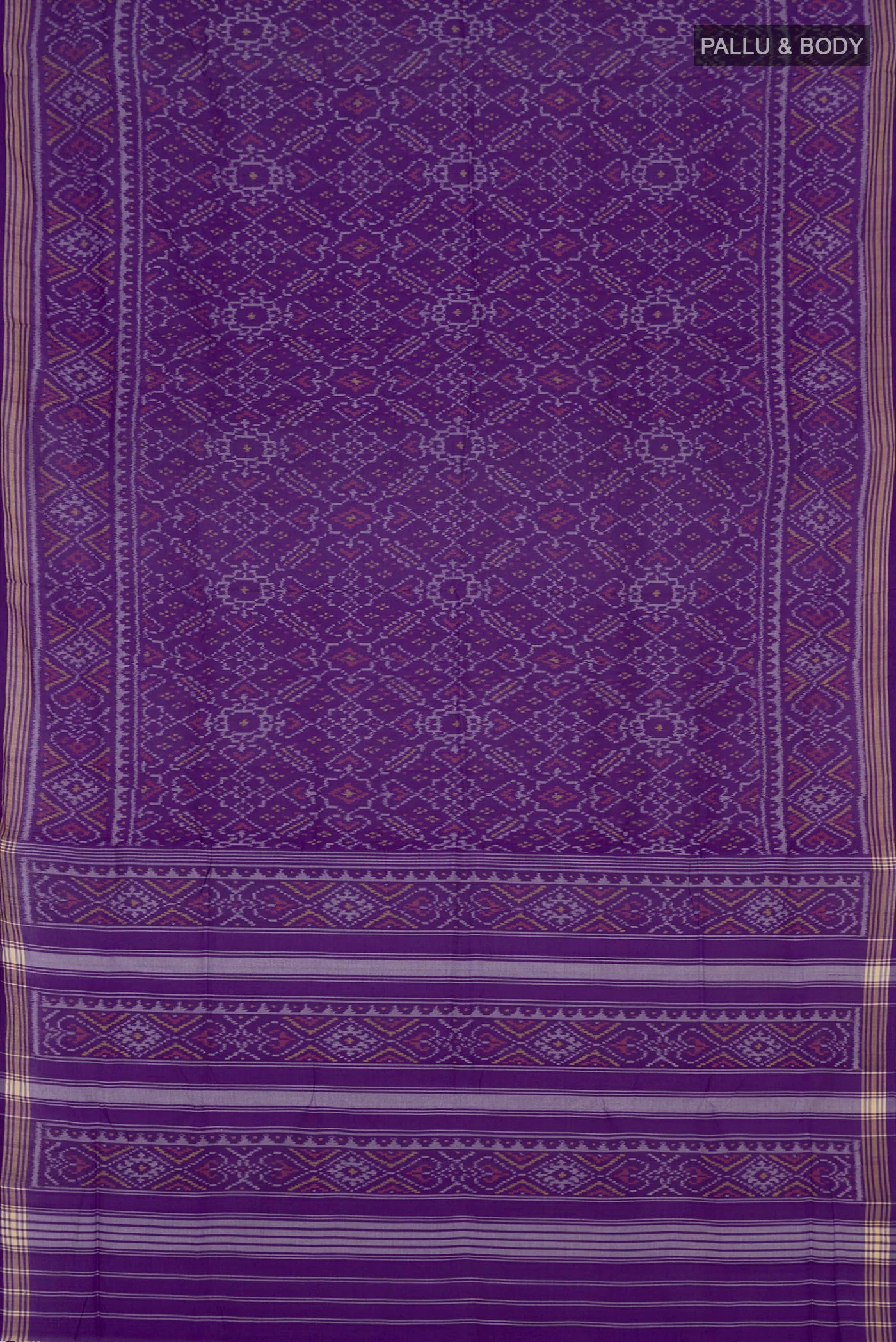 Violet Pochampally Cotton Saree - Image 5