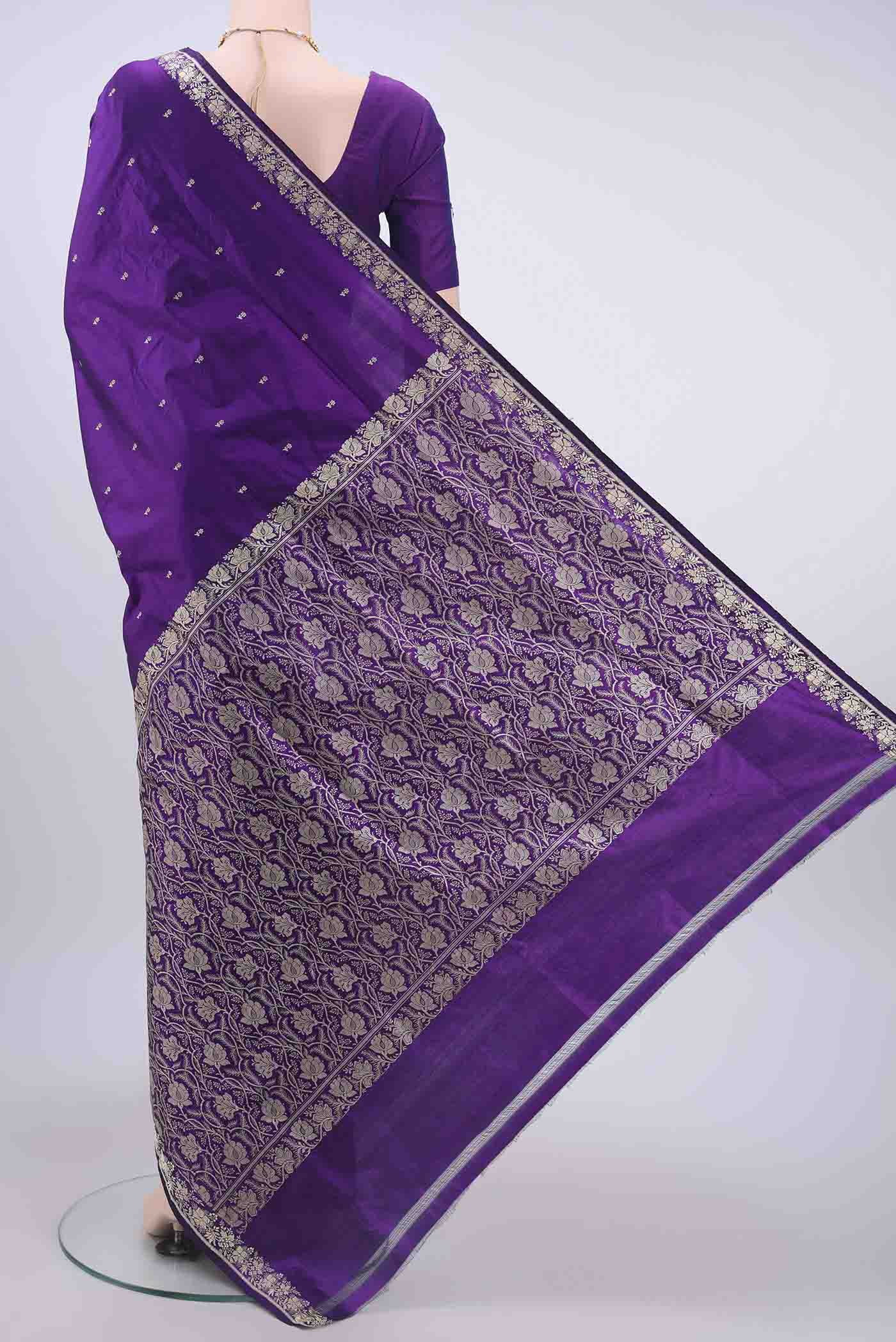 Purple Dual Tone Banarasi Katan Silk Saree - Image 3