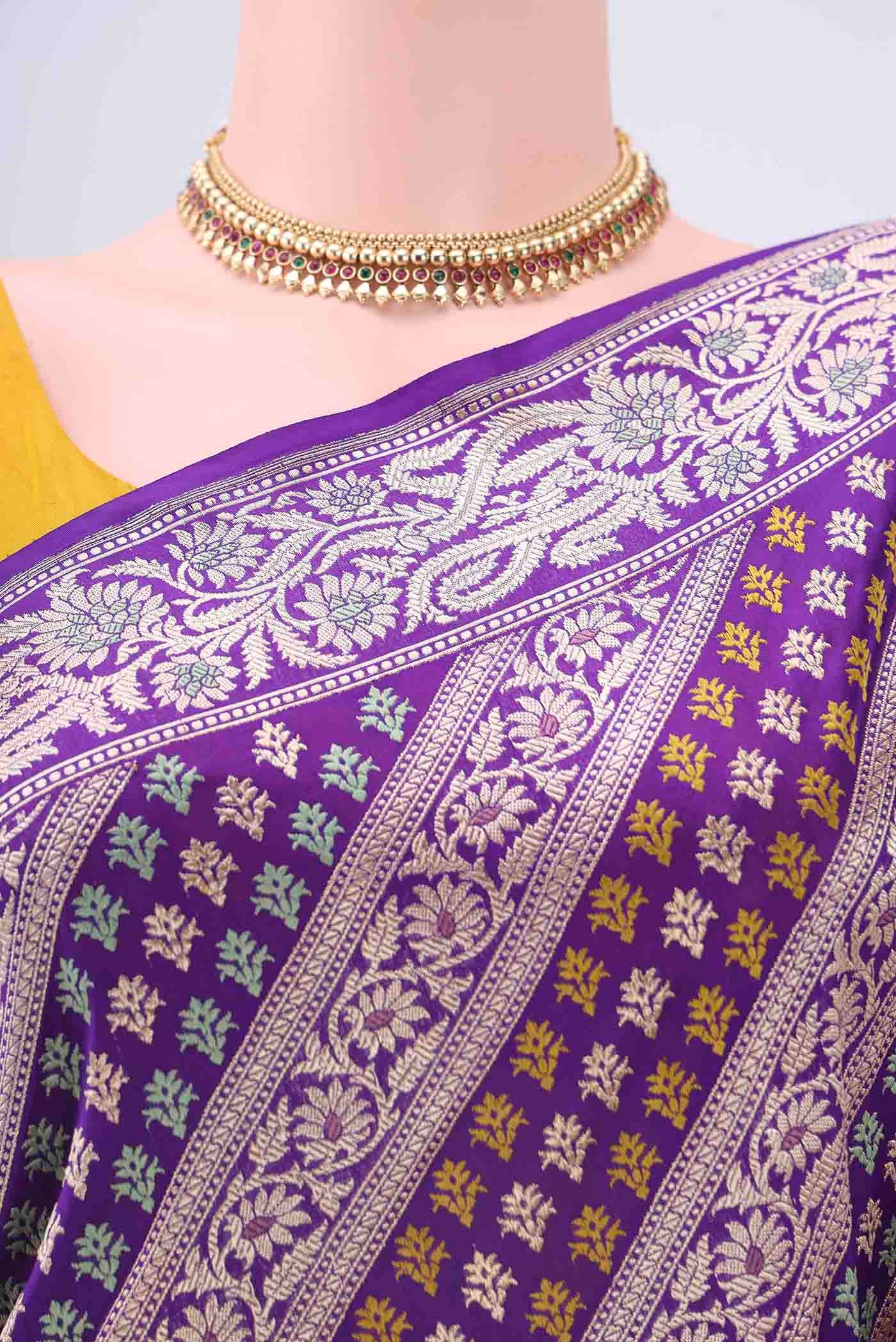 Purple Dual Tone Banarasi Silk Saree - Image 2
