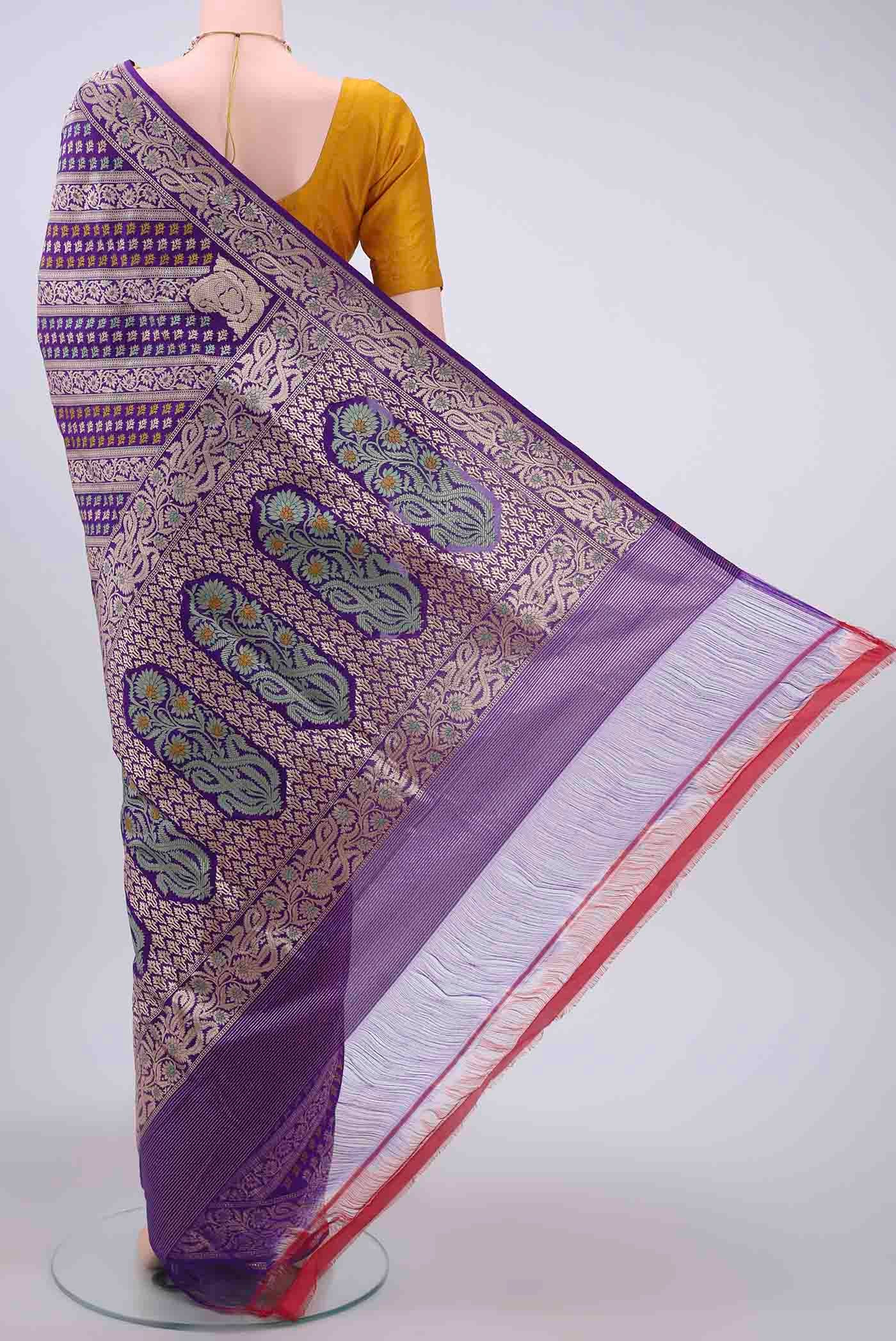 Purple Dual Tone Banarasi Silk Saree - Image 3