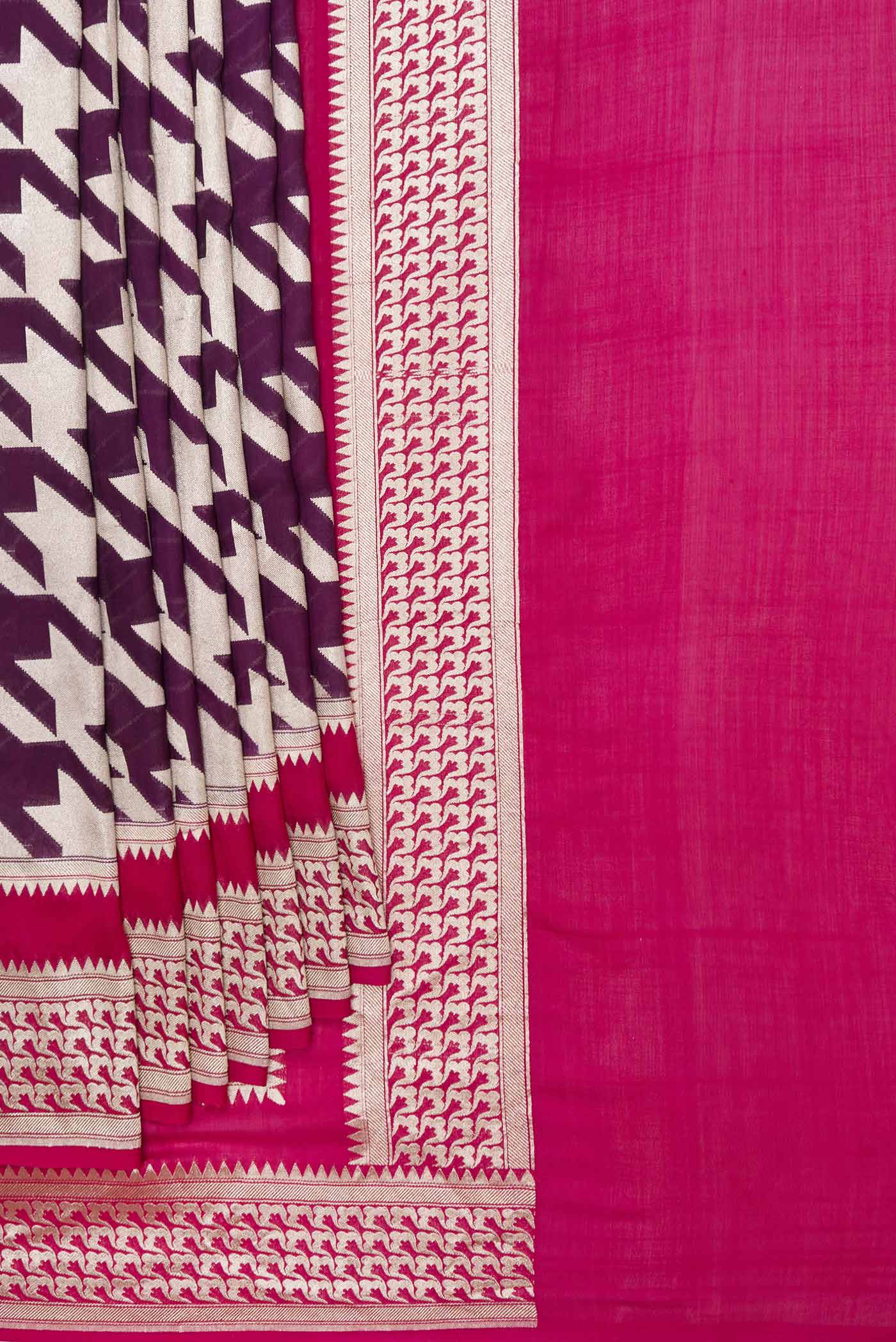 Purple Dual Tone Banarasi Silk Saree - Image 4