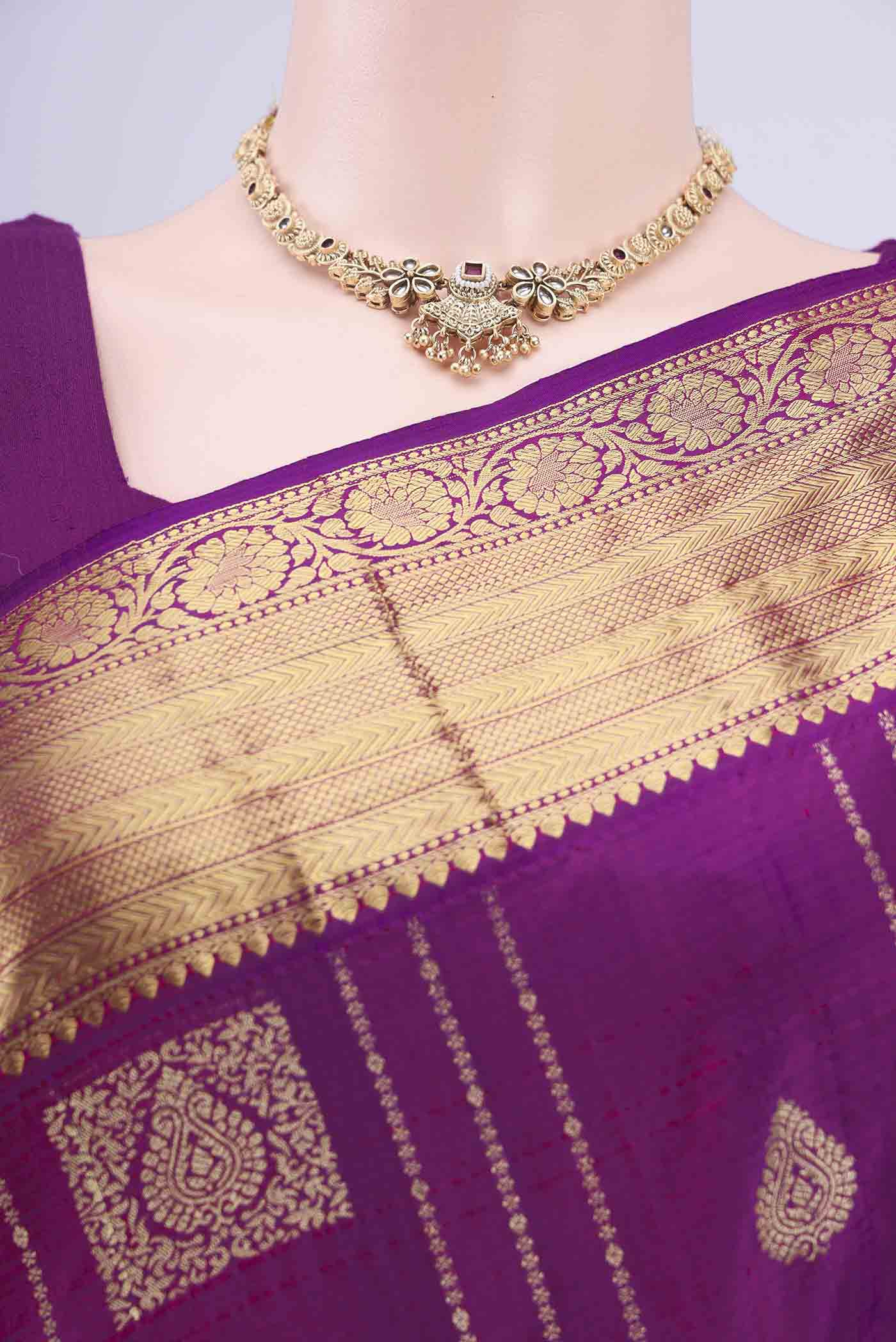 Purple Dual Tone Bangalore Silk Saree - Image 2