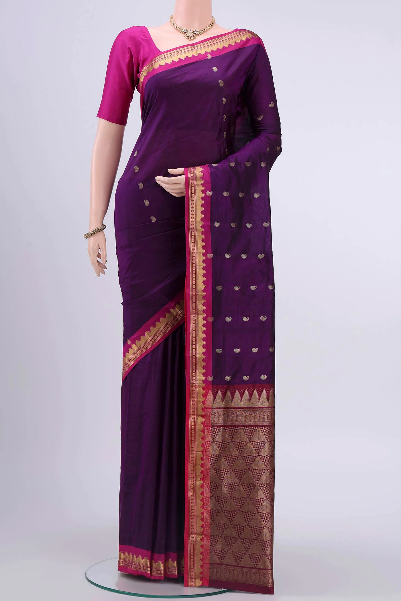 Purple Dual Tone Blended Bangalore Silk Saree
