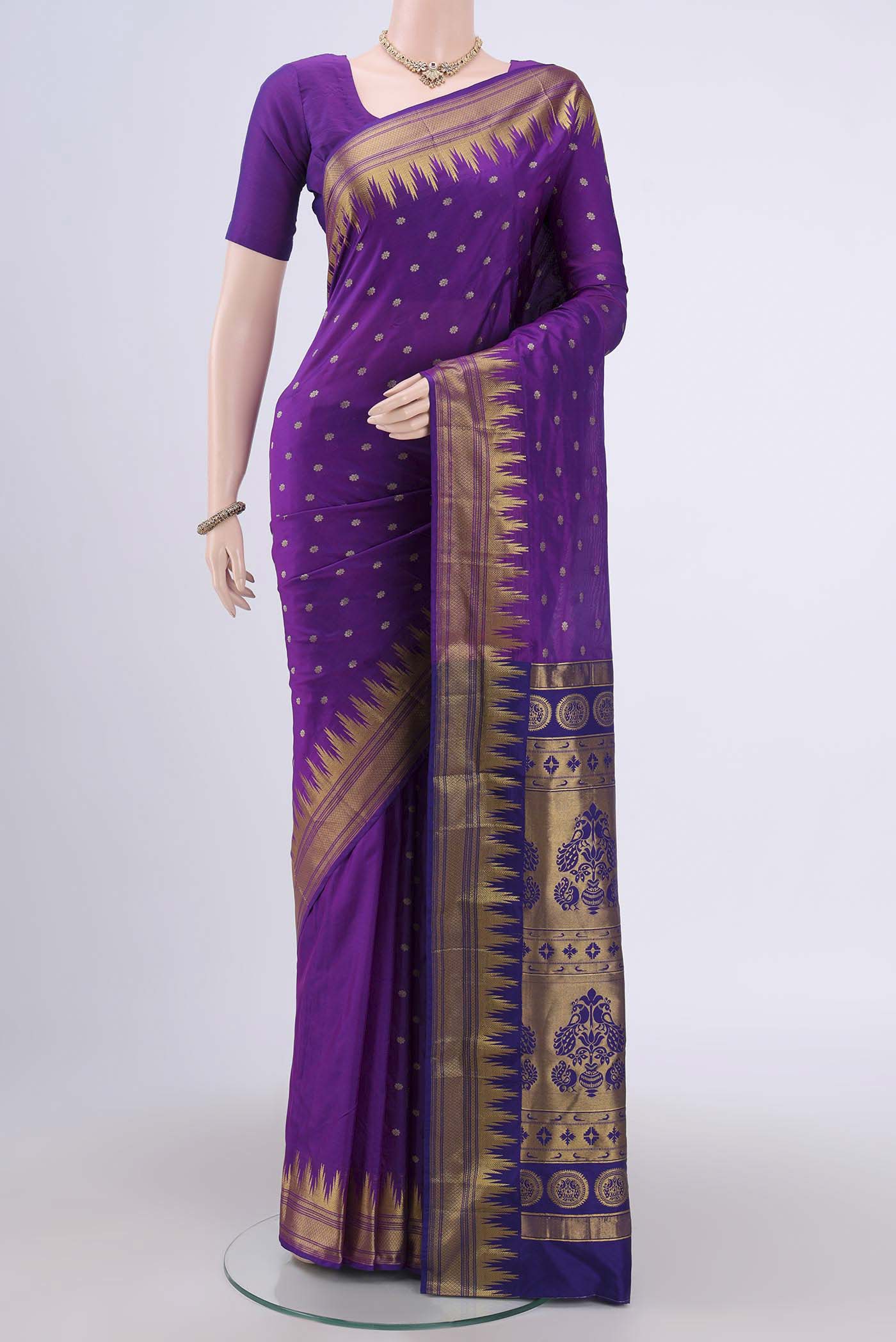 Violet Blended Bangalore Silk Saree