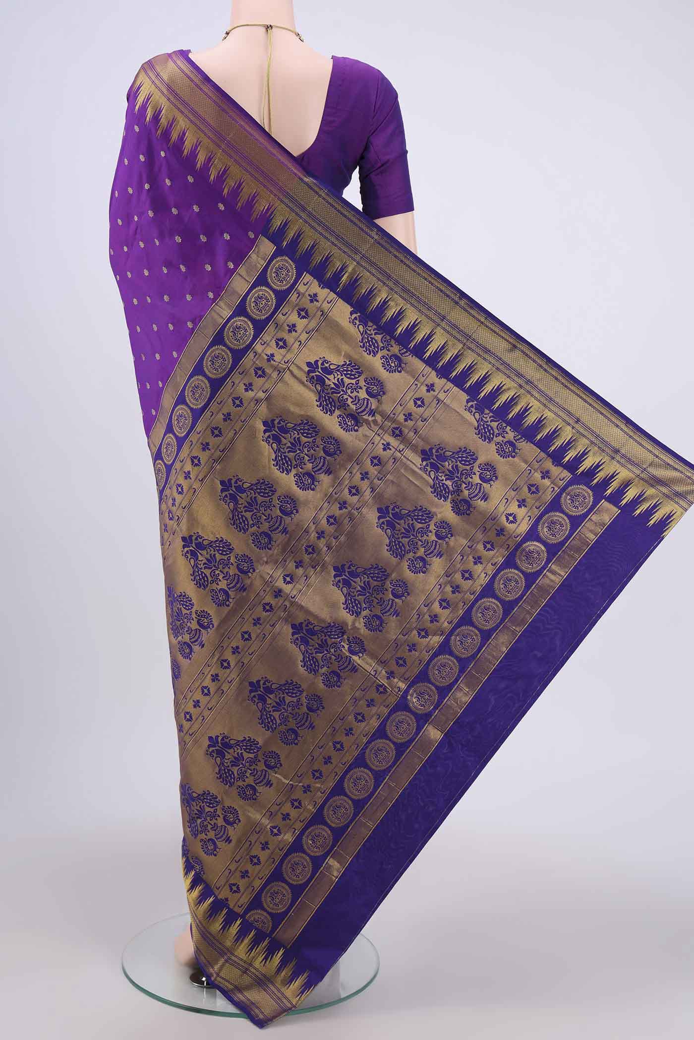 Violet Blended Bangalore Silk Saree - Image 3