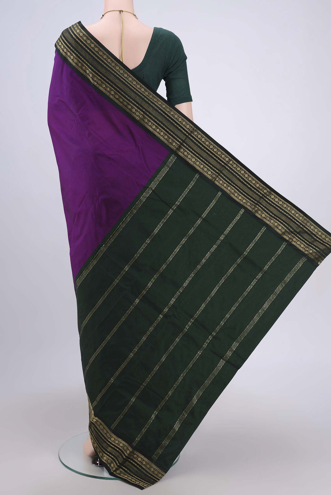 Purple Blended Bangalore Silk Saree - Image 3