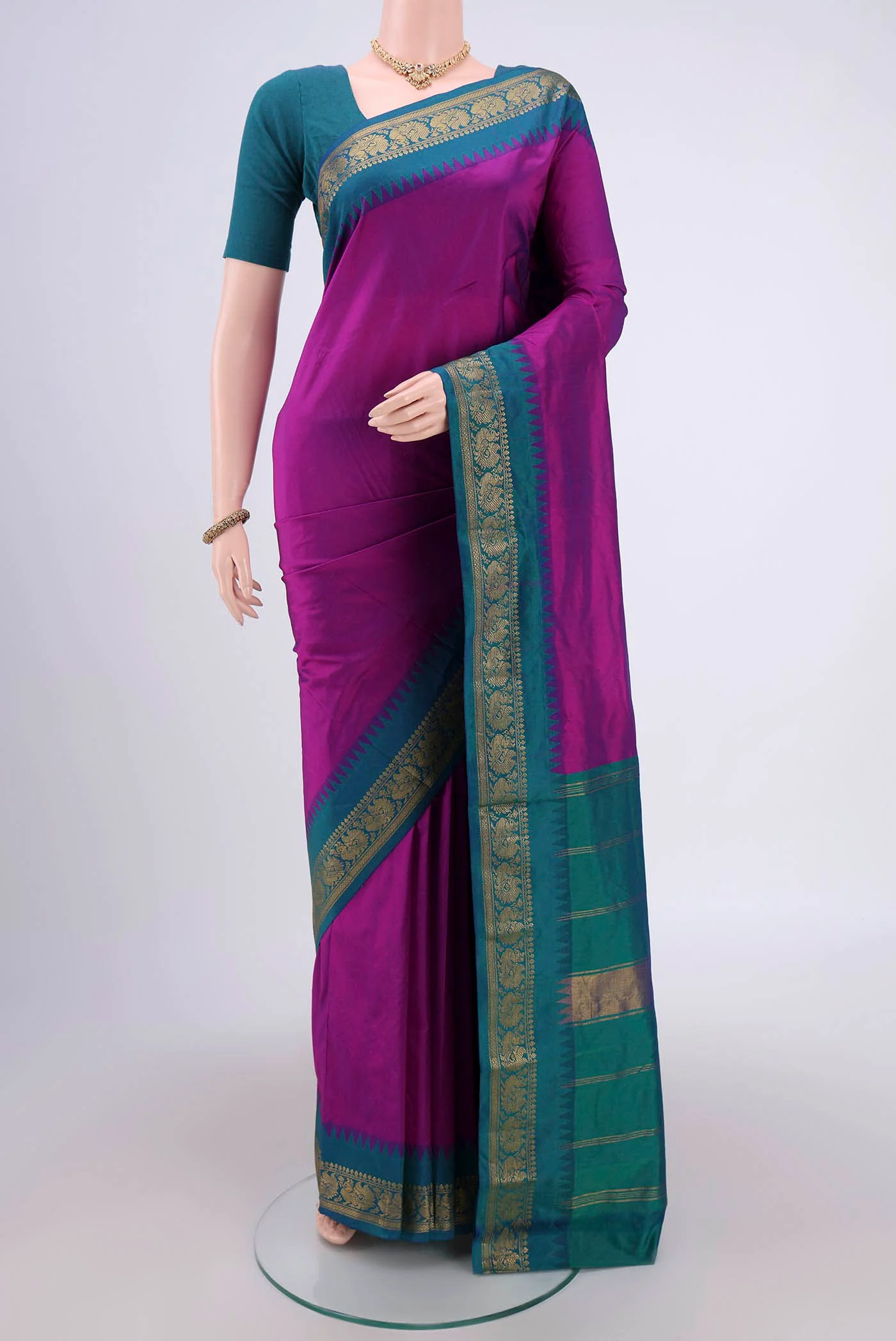 Purple Blended Bangalore Silk Saree