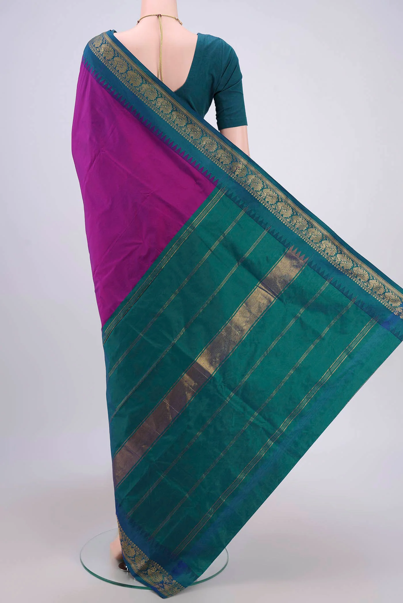 Purple Blended Bangalore Silk Saree - Image 3