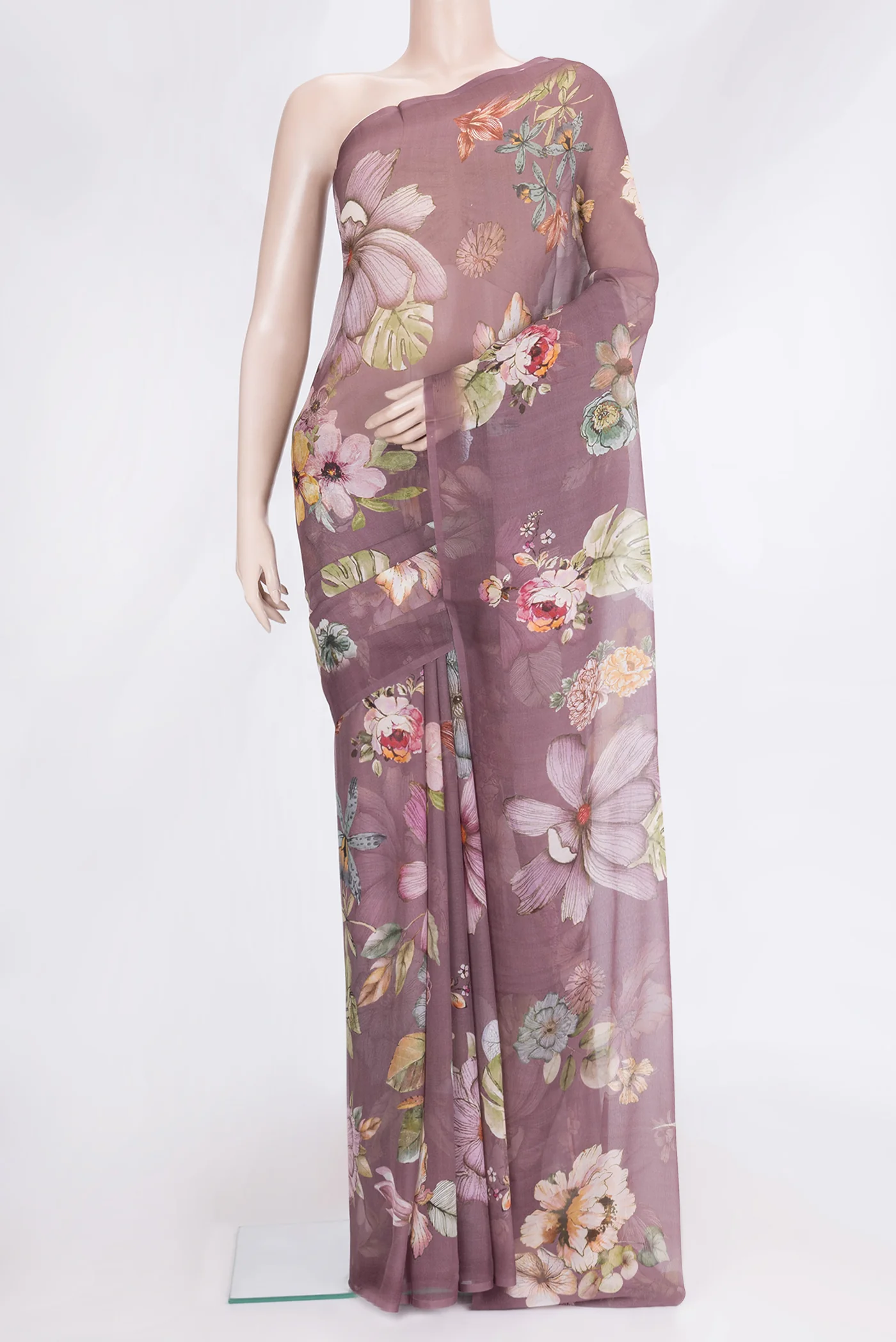 Mauve Mysore Chiffon Saree