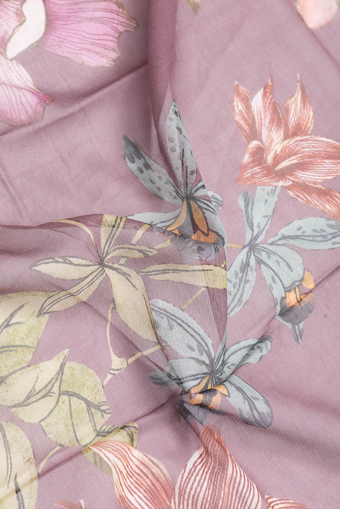 Mauve Mysore Chiffon Saree - Image 2