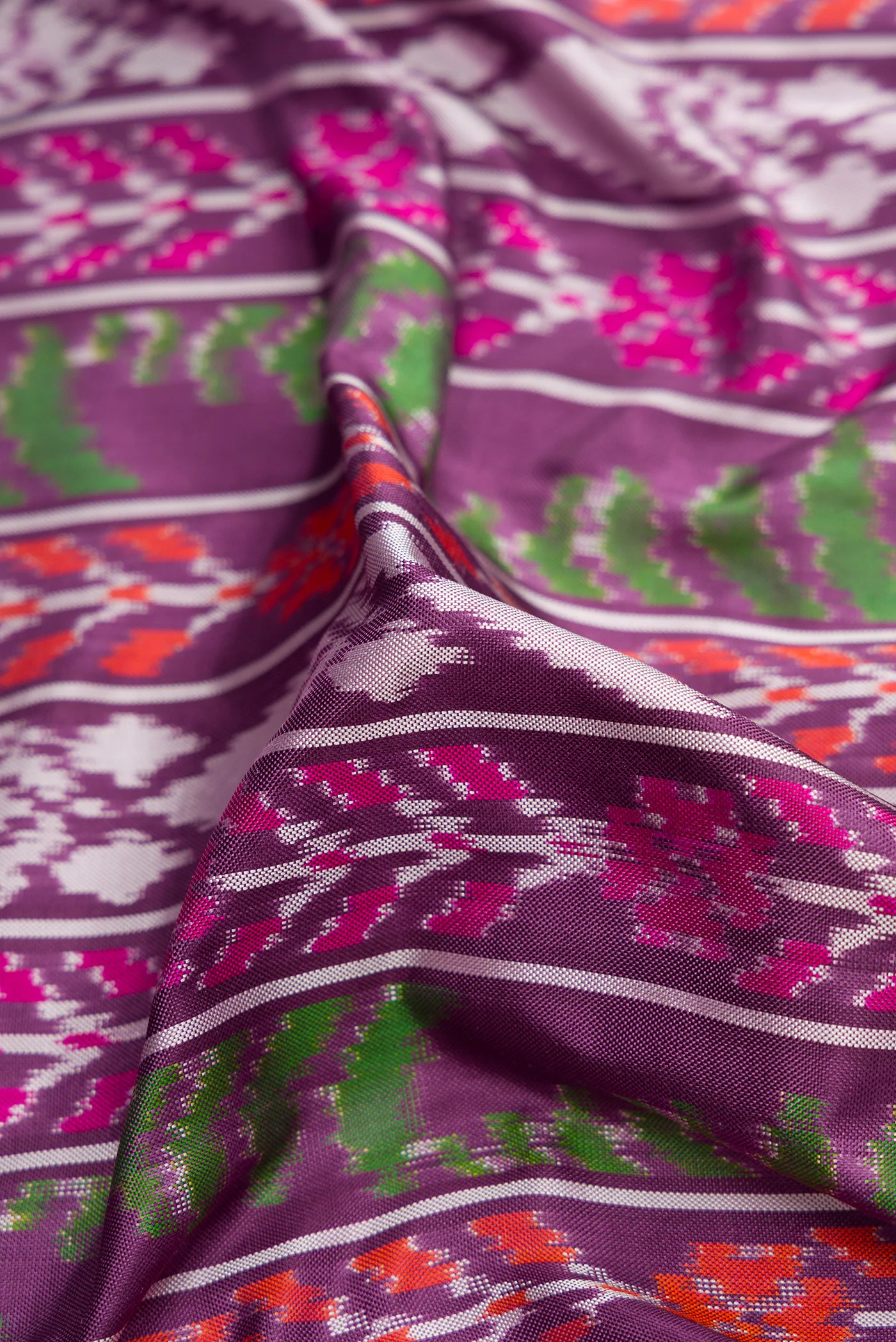 Purple Double Ikat Saree - Image 2