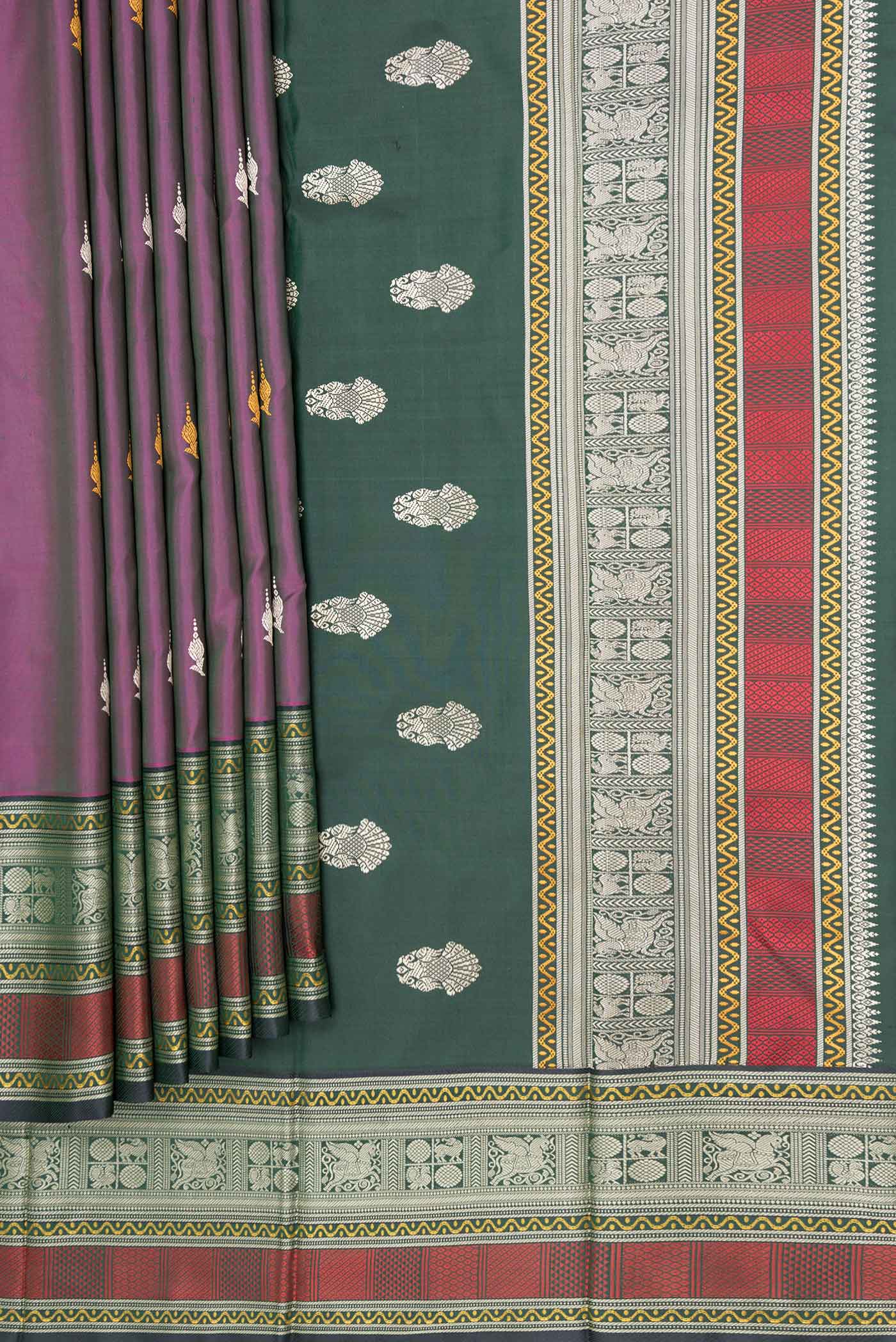 Purple Dual Tone Kanjivaram Saree - Image 4