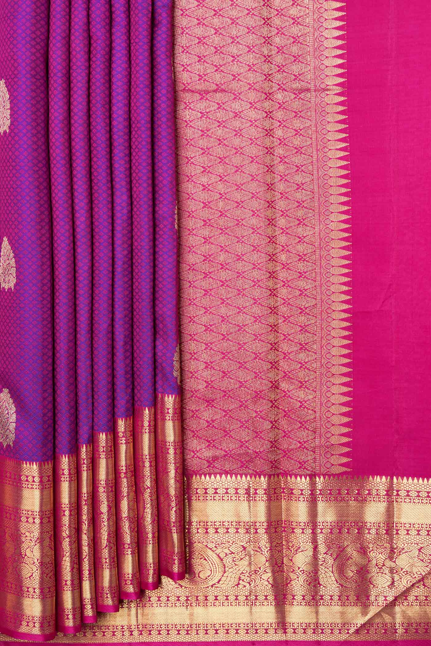 Purple Dual Tone Kanchipuram Saree - Image 4