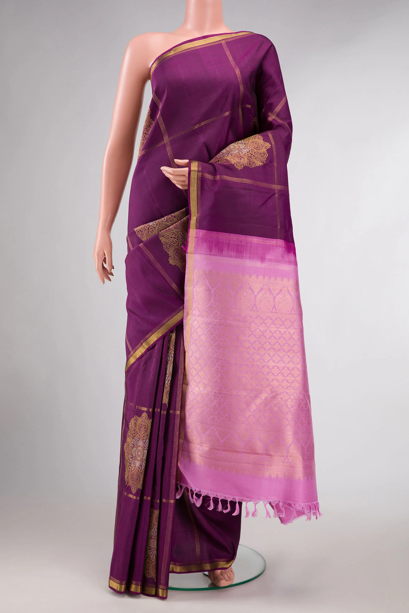 Purple Dual Tone Kanchipuram Silk Saree