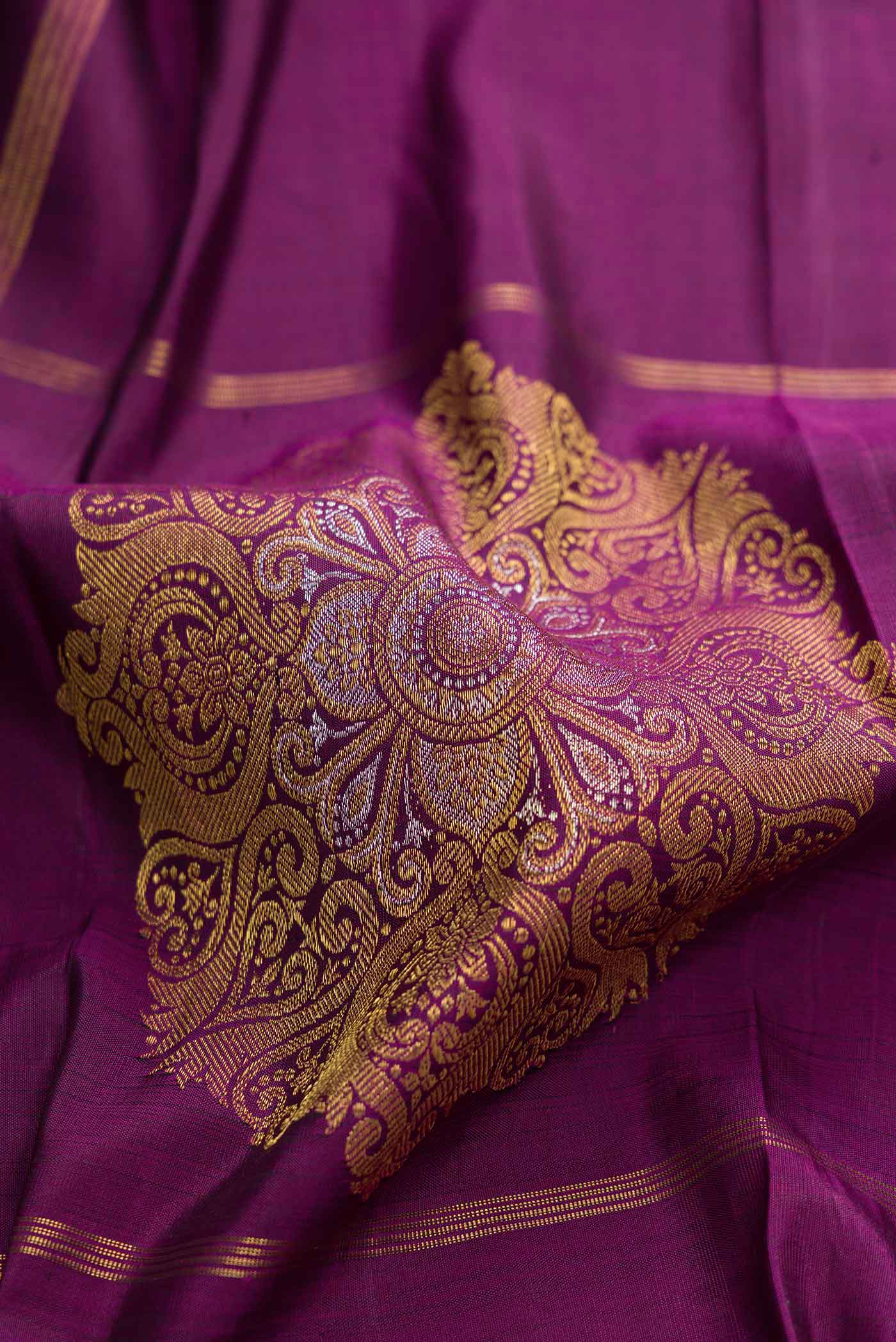Purple Dual Tone Kanchipuram Silk Saree - Image 2