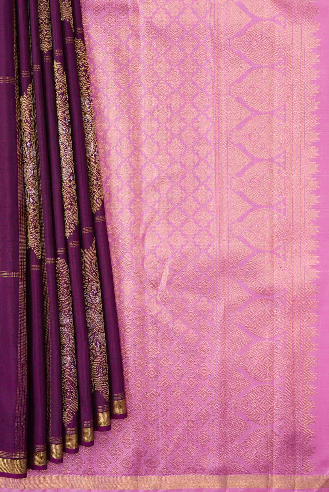 Purple Dual Tone Kanchipuram Silk Saree - Image 4