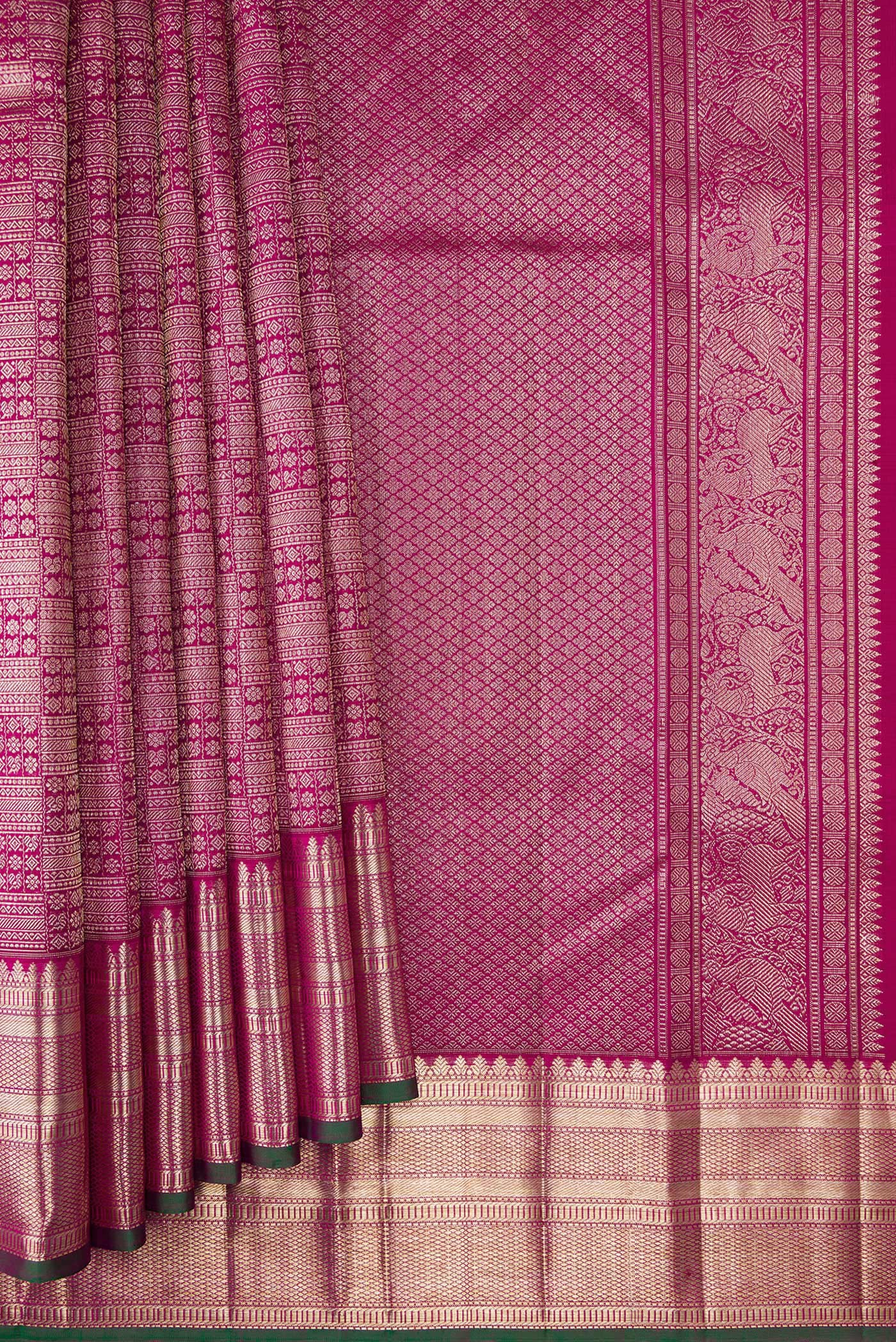 Magenta Kanchipuram Silk Saree - Image 4
