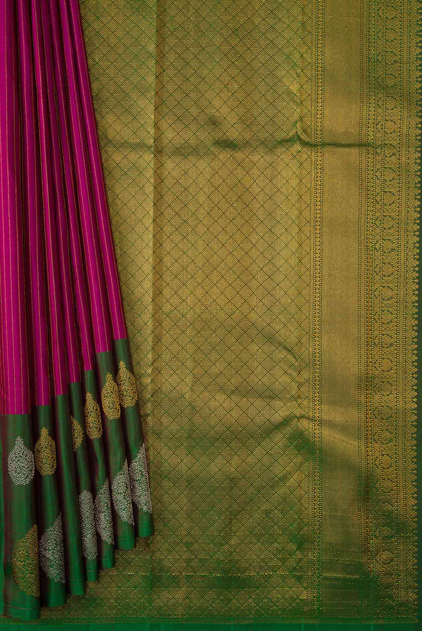 Magenta Kanjivaram Silk Saree - Image 4