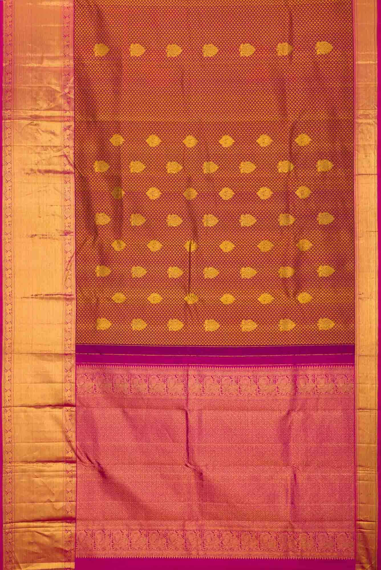 Purple Dual Tone Kanjivaram Silk Saree - Image 4