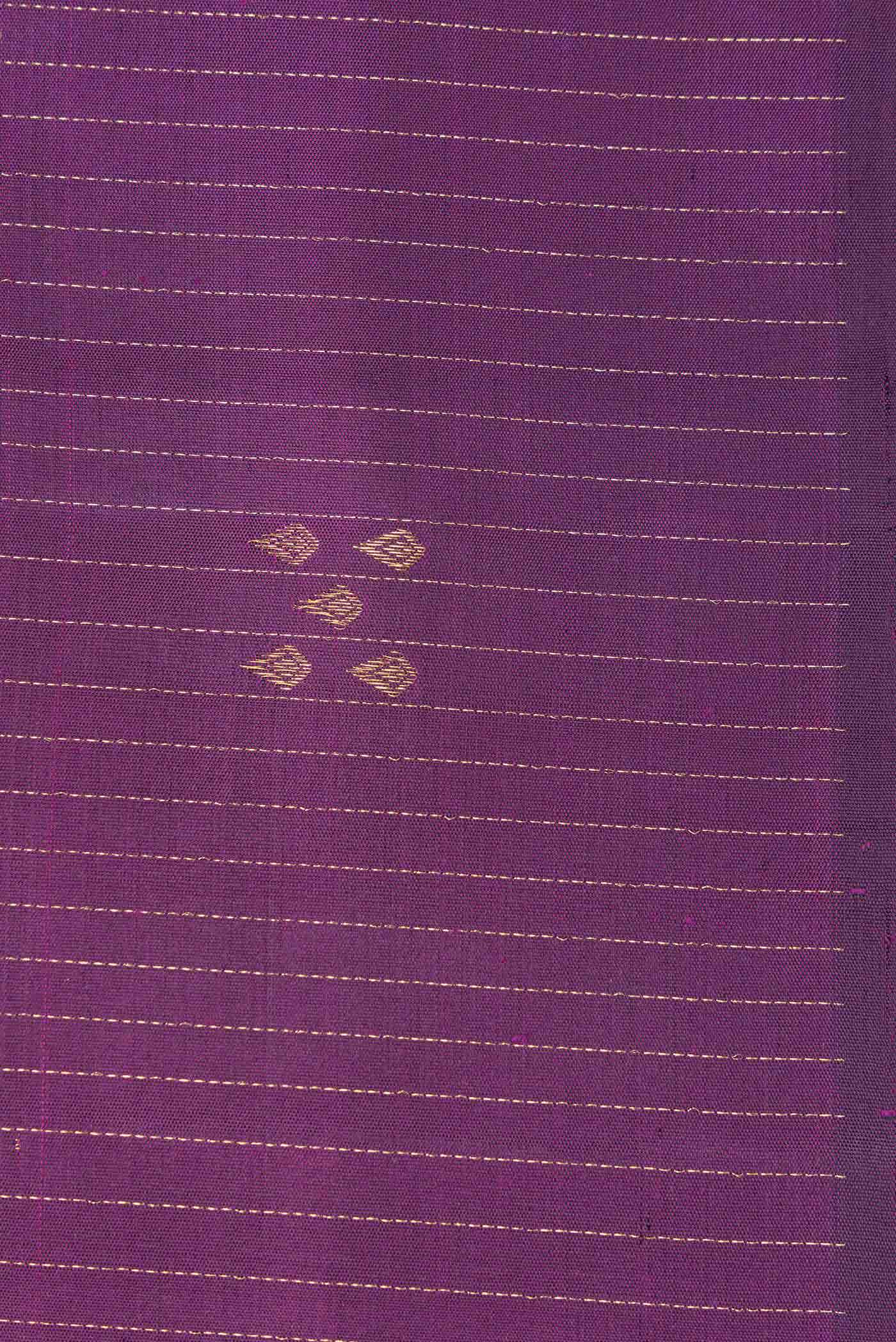 Pure Silk Pure Zari Purple Dual Tone Kanjivaram Saree - Image 5