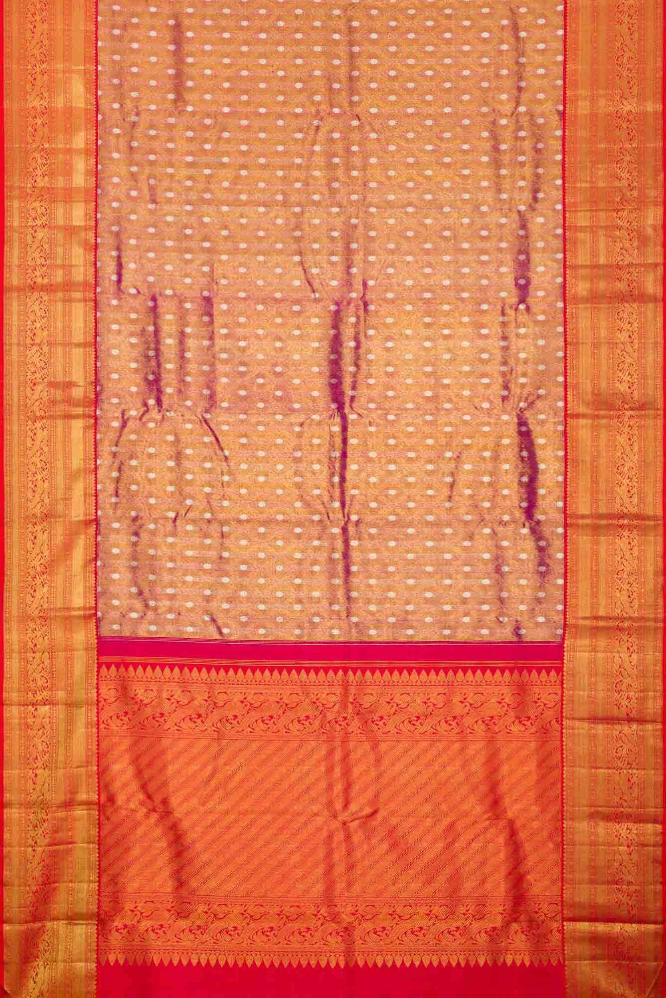 Purple Dual Tone Kanchipuram Tissue Silk Saree - Image 4