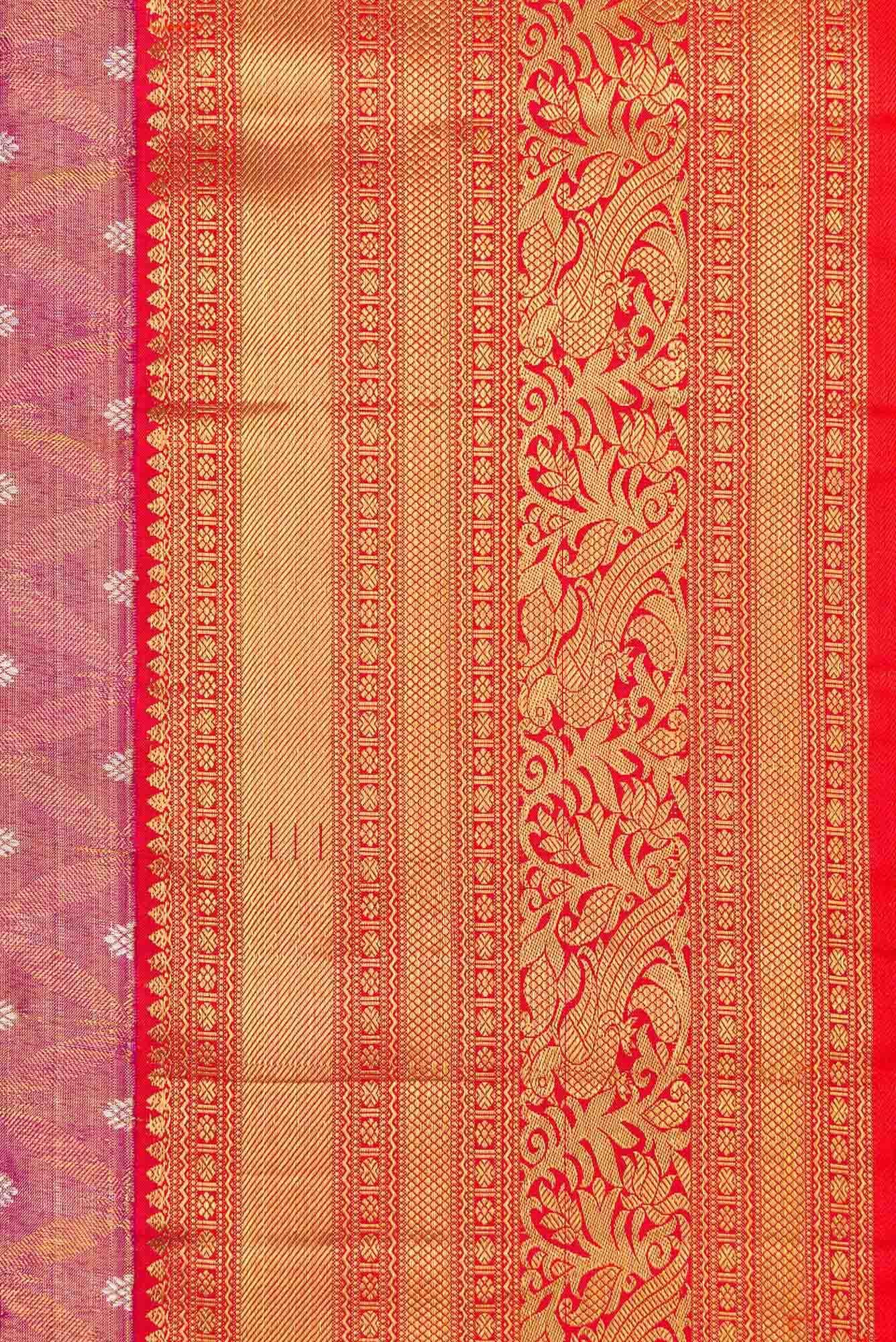 Purple Dual Tone Kanchipuram Tissue Silk Saree - Image 5