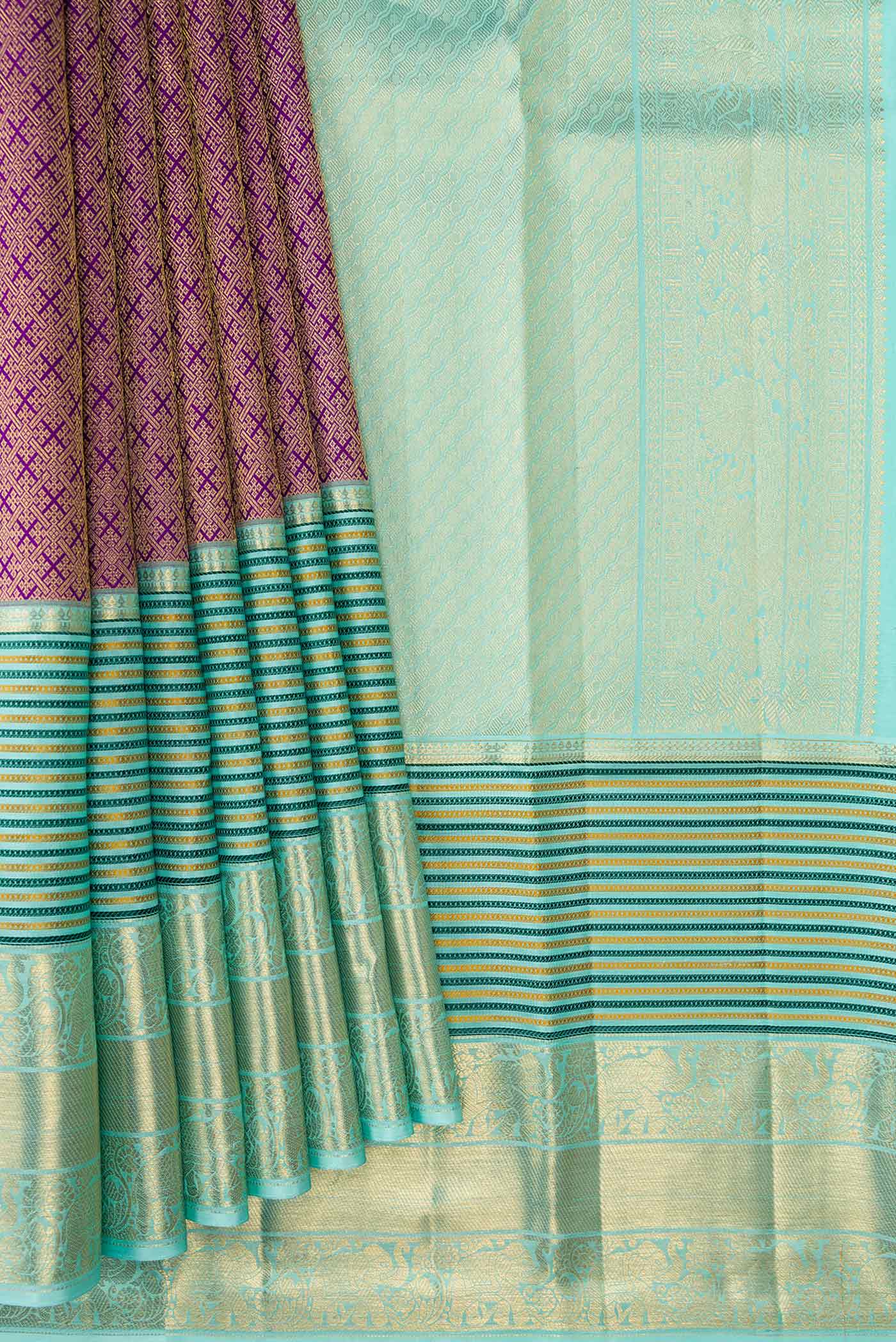 Violet Kanjivaram Silk Saree - Image 4