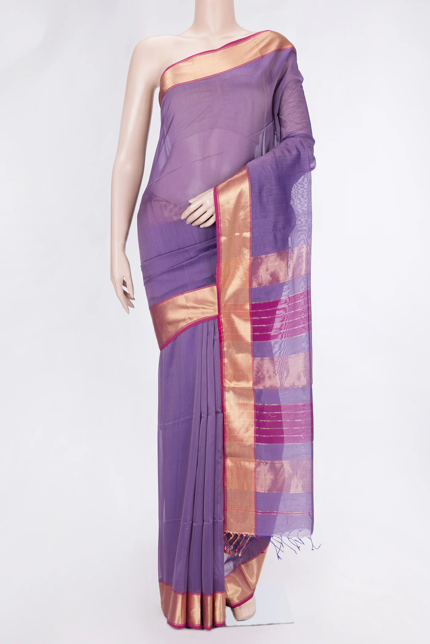 Lavender Maheshwari Silk Cotton Saree