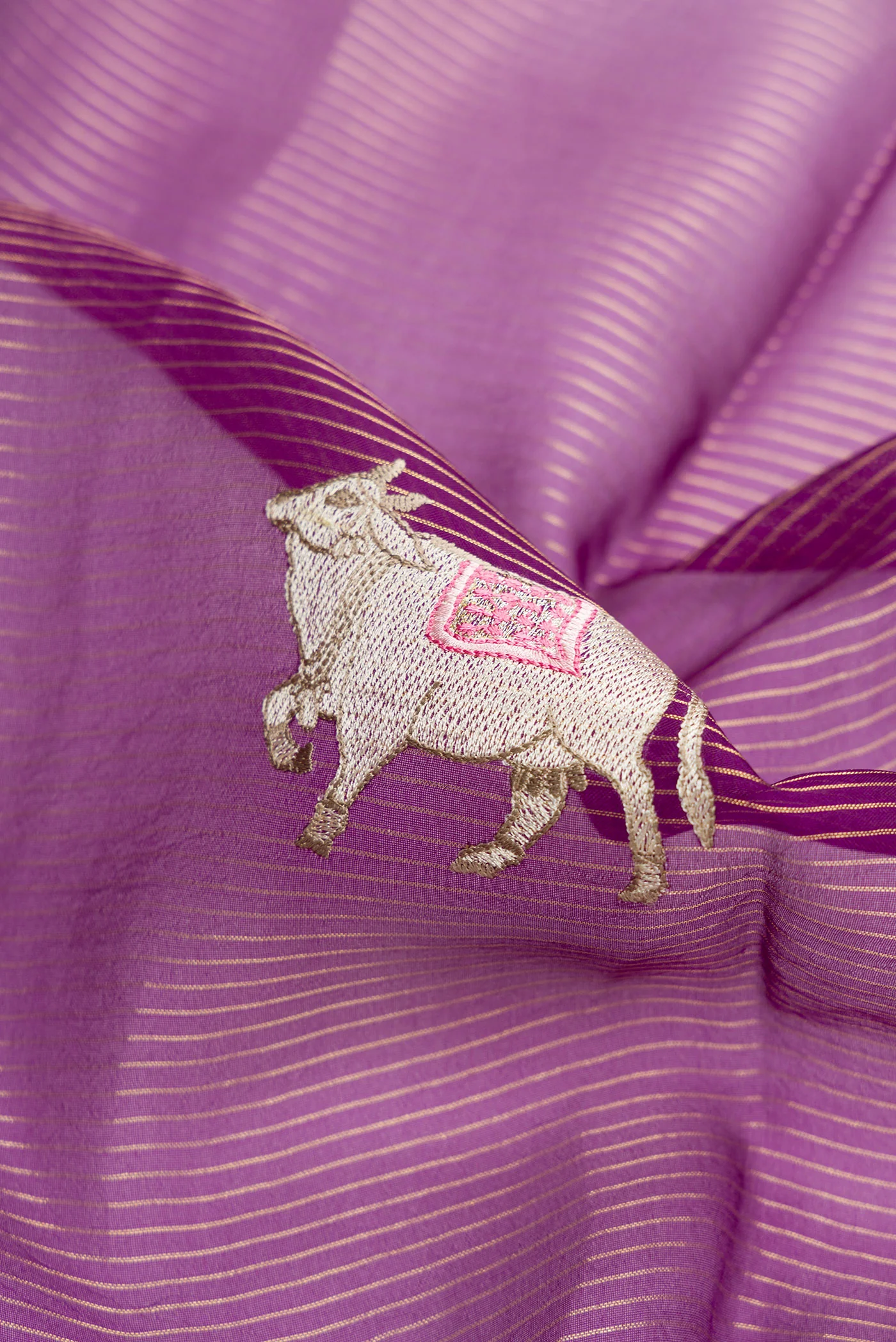 Purple Organza Silk Saree - Image 2