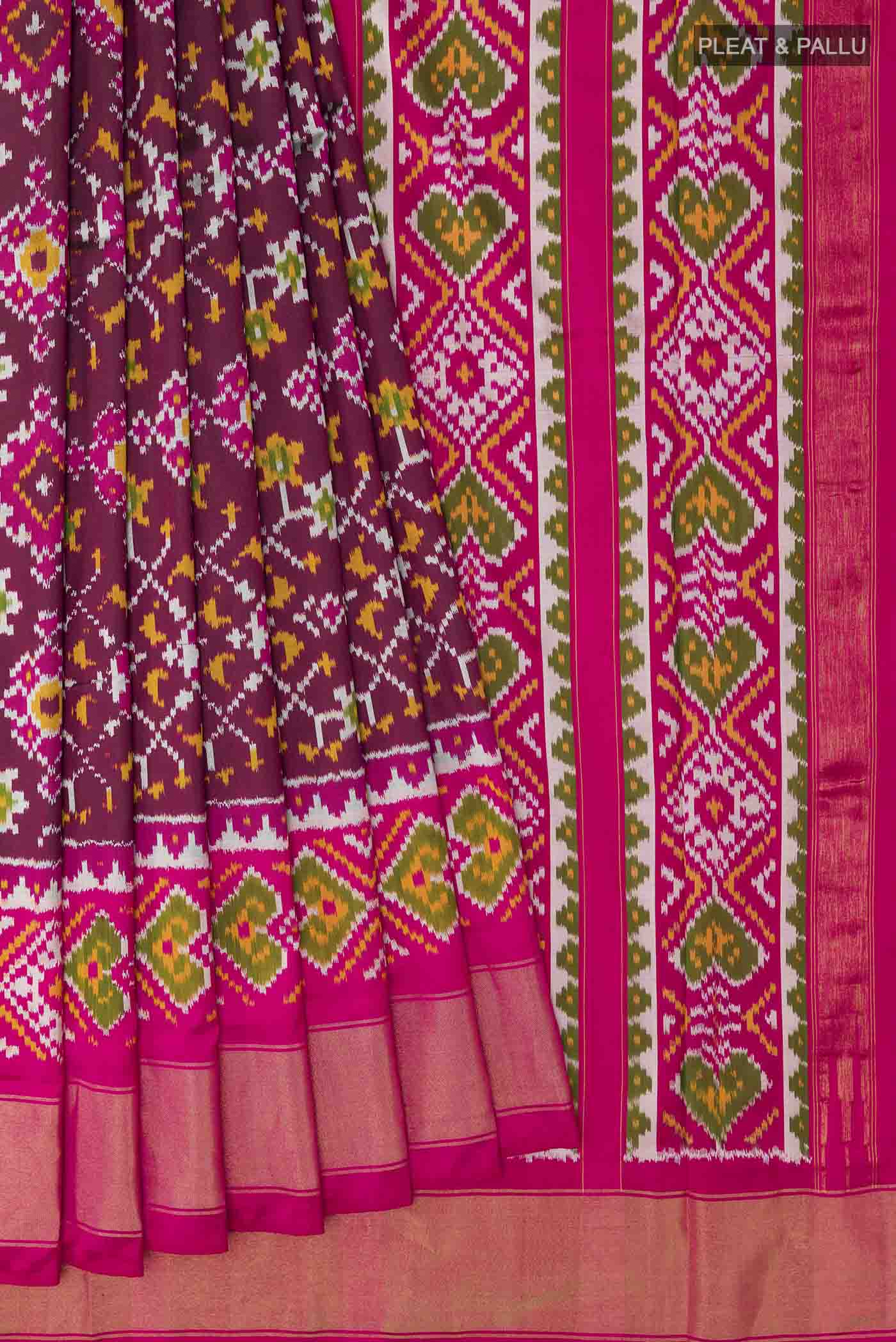 Purple Dual Tone Pochampally Silk Saree - Image 4