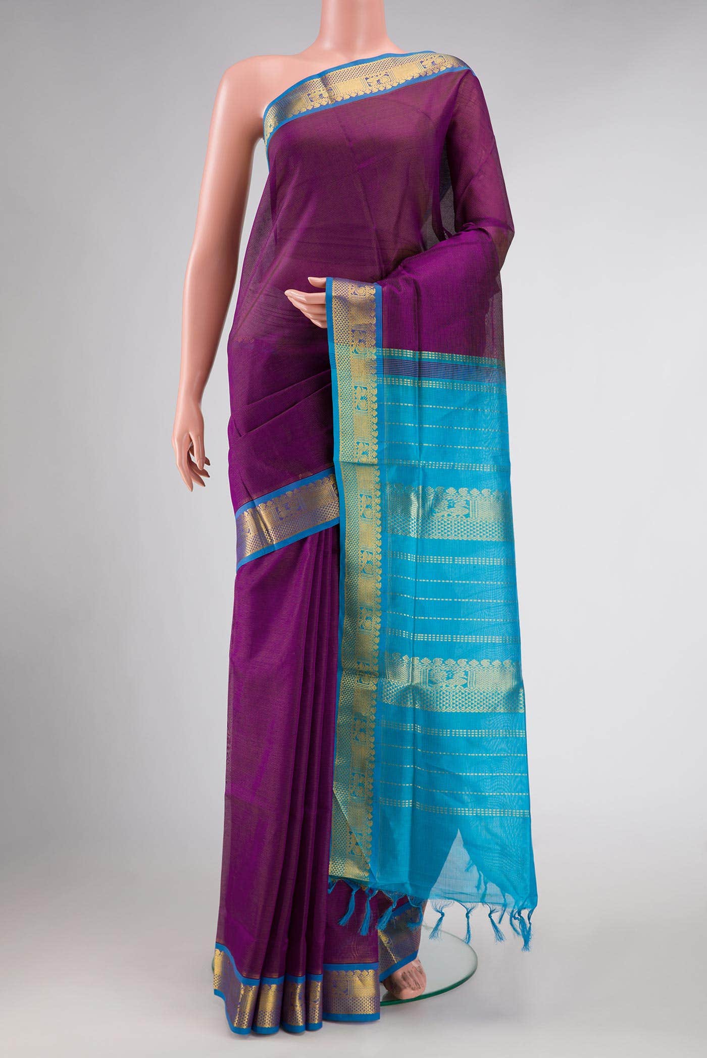 Purple Dual Tone Silk Cotton Saree