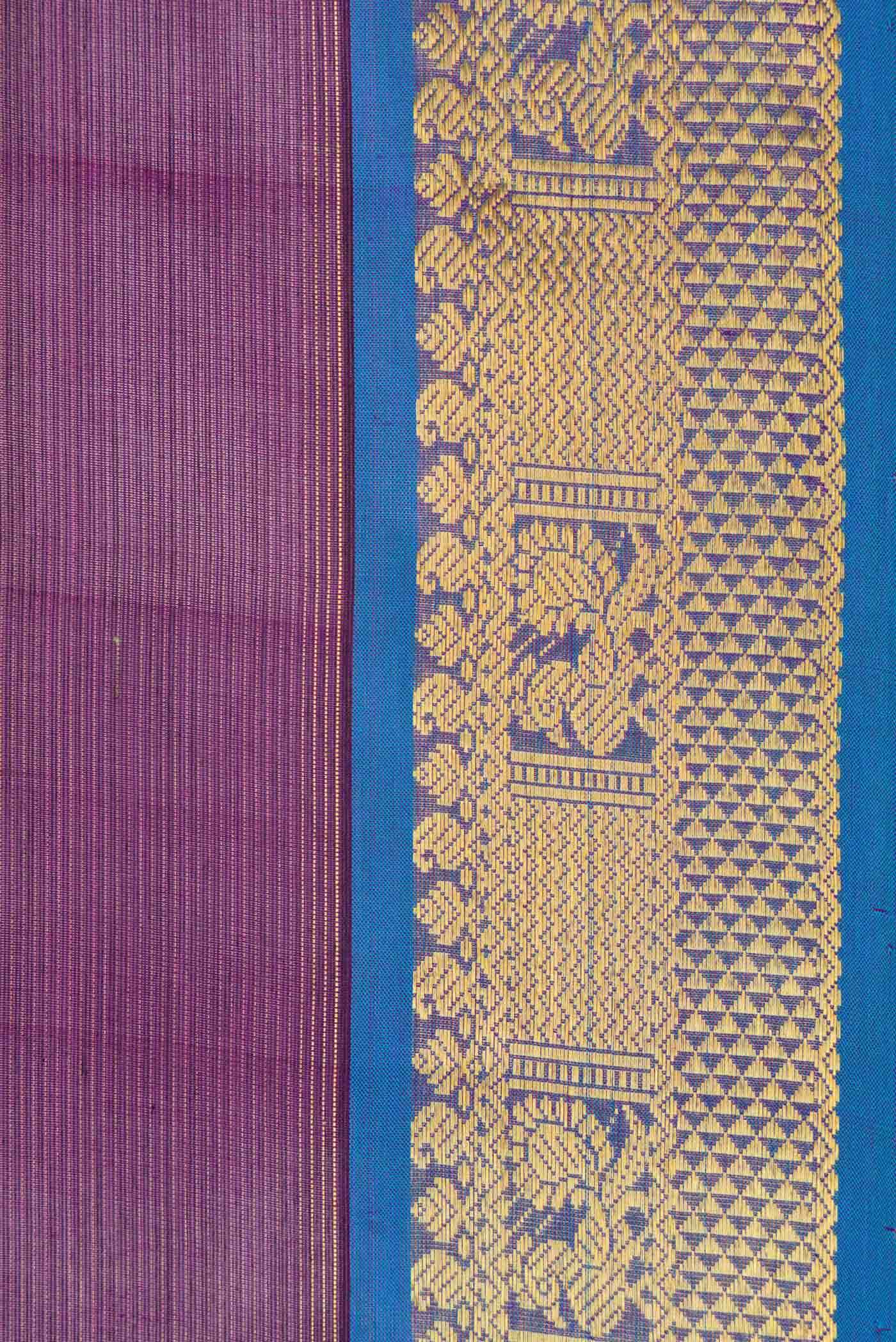 Purple Dual Tone Silk Cotton Saree - Image 3
