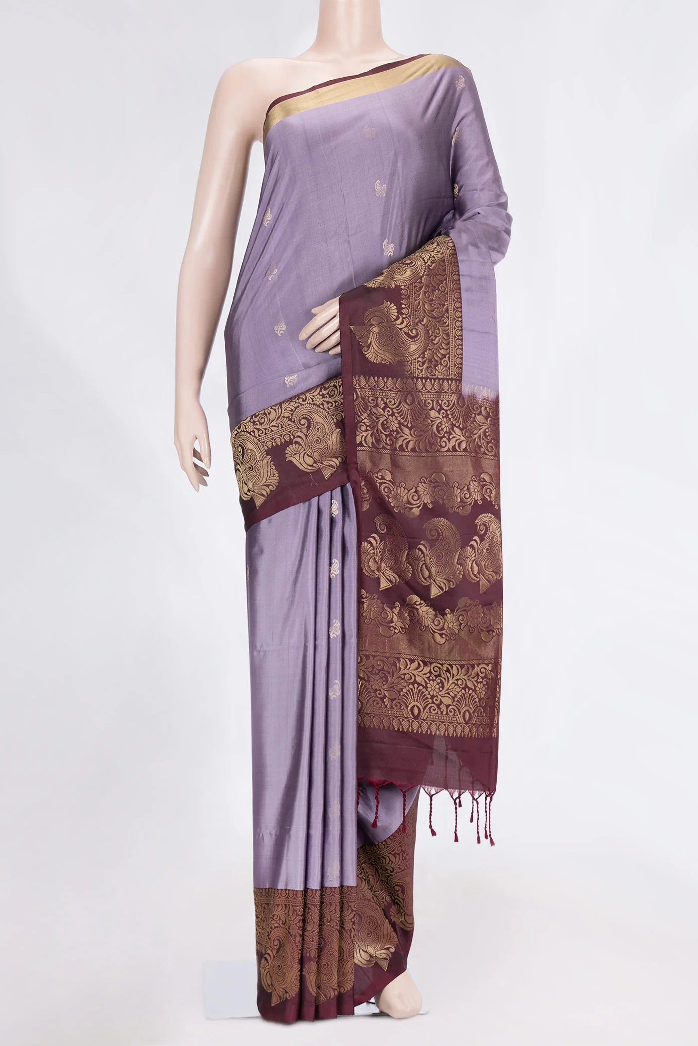 Lilac Soft Silk Saree - Image 2