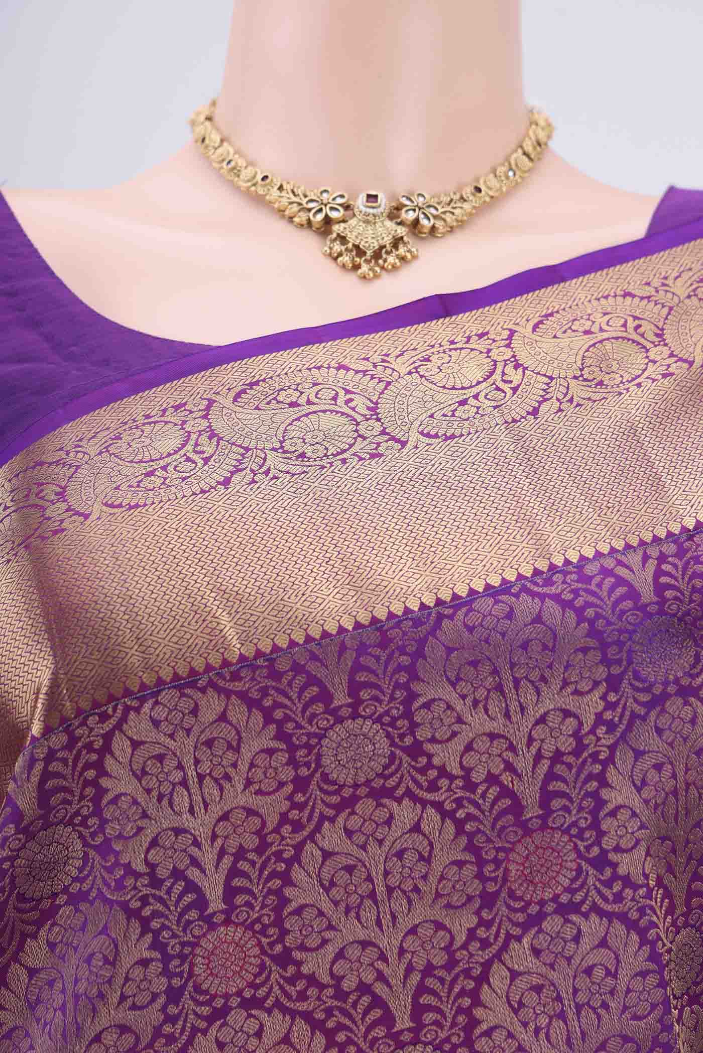 Purple Soft Silk Saree - Image 2