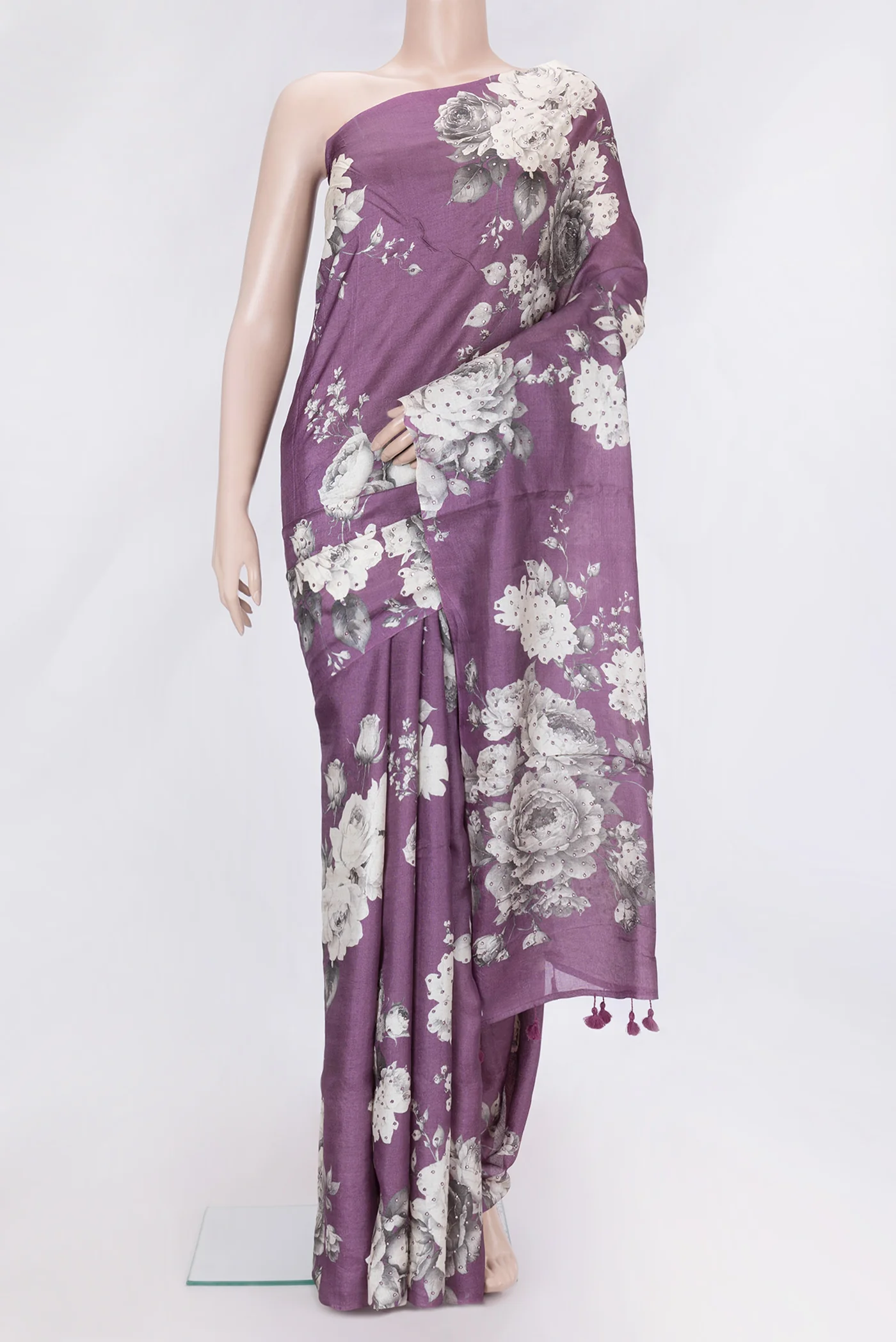 Purple Tussar Silk Saree