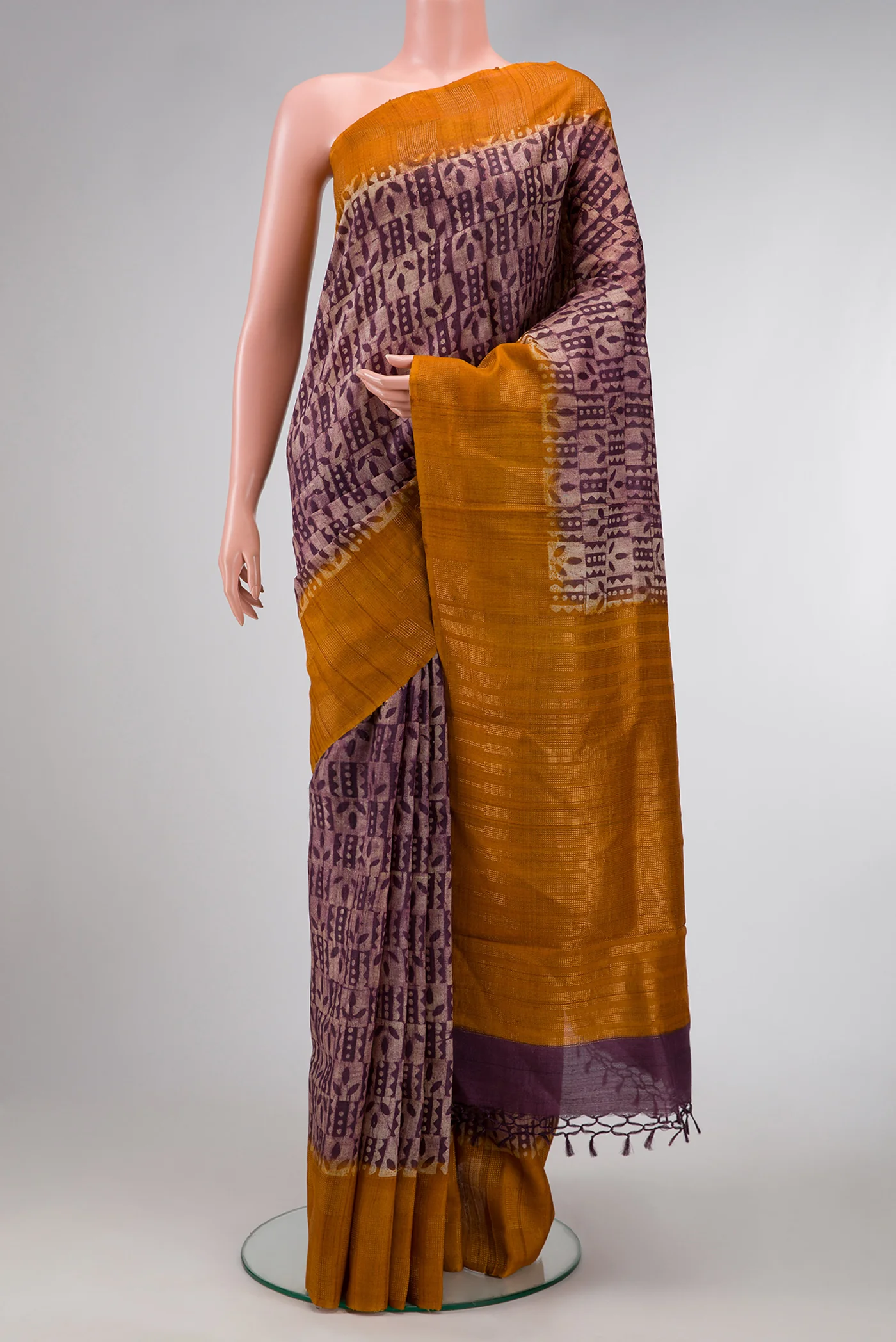 Purple Tussar Silk Saree