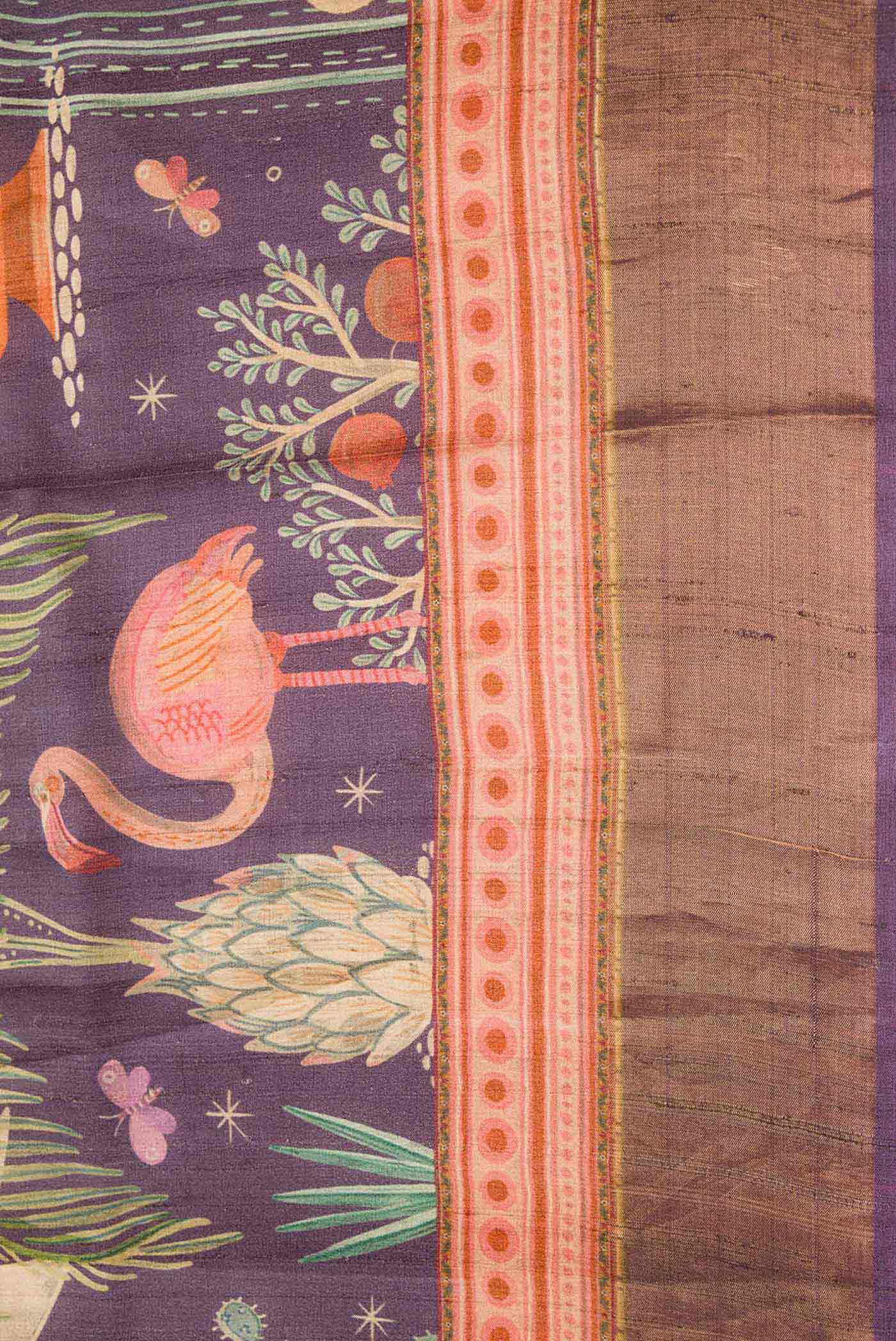 Purple Dual Tone Tussar Silk Saree - Image 3