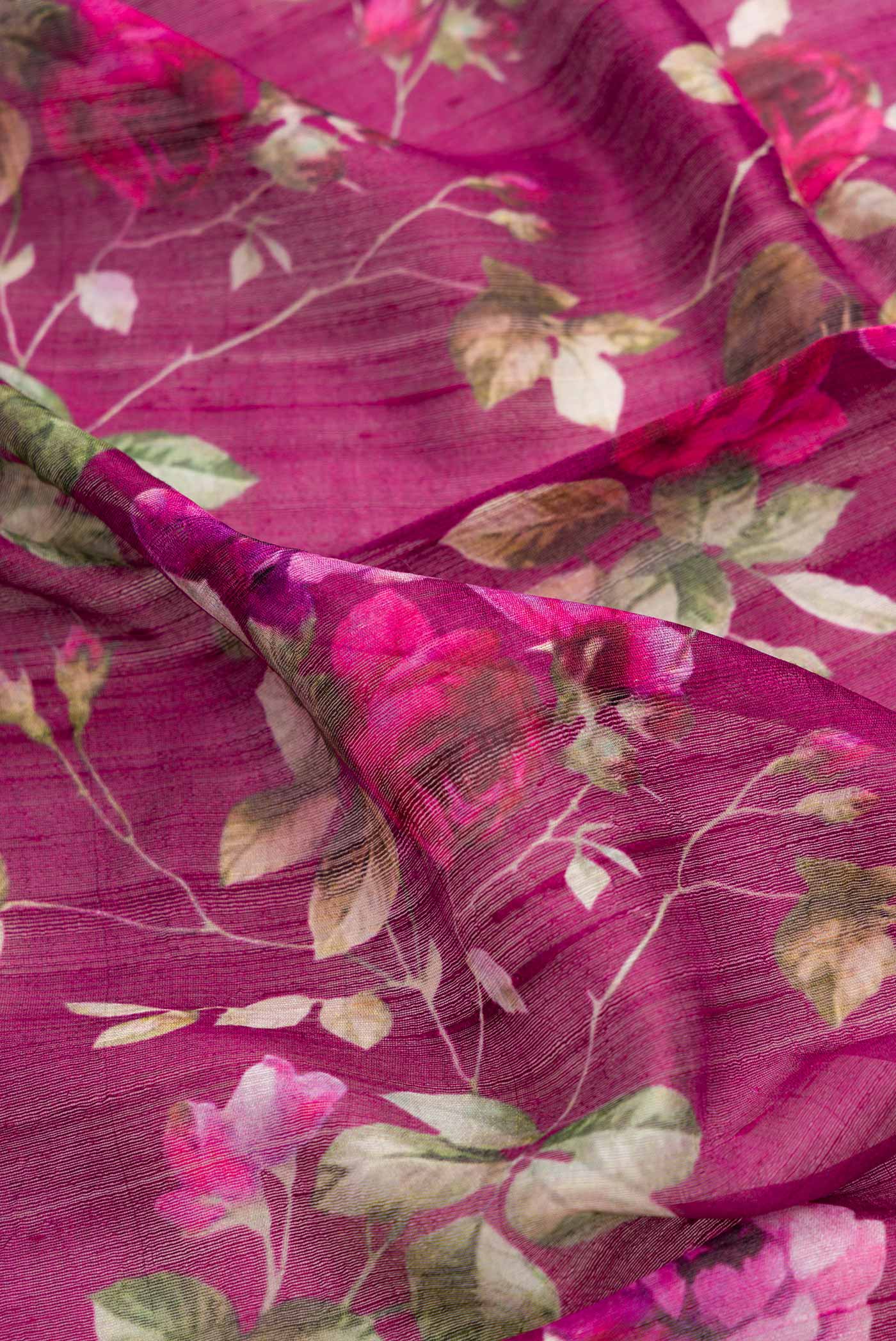 Purple Tussar Silk Saree - Image 2