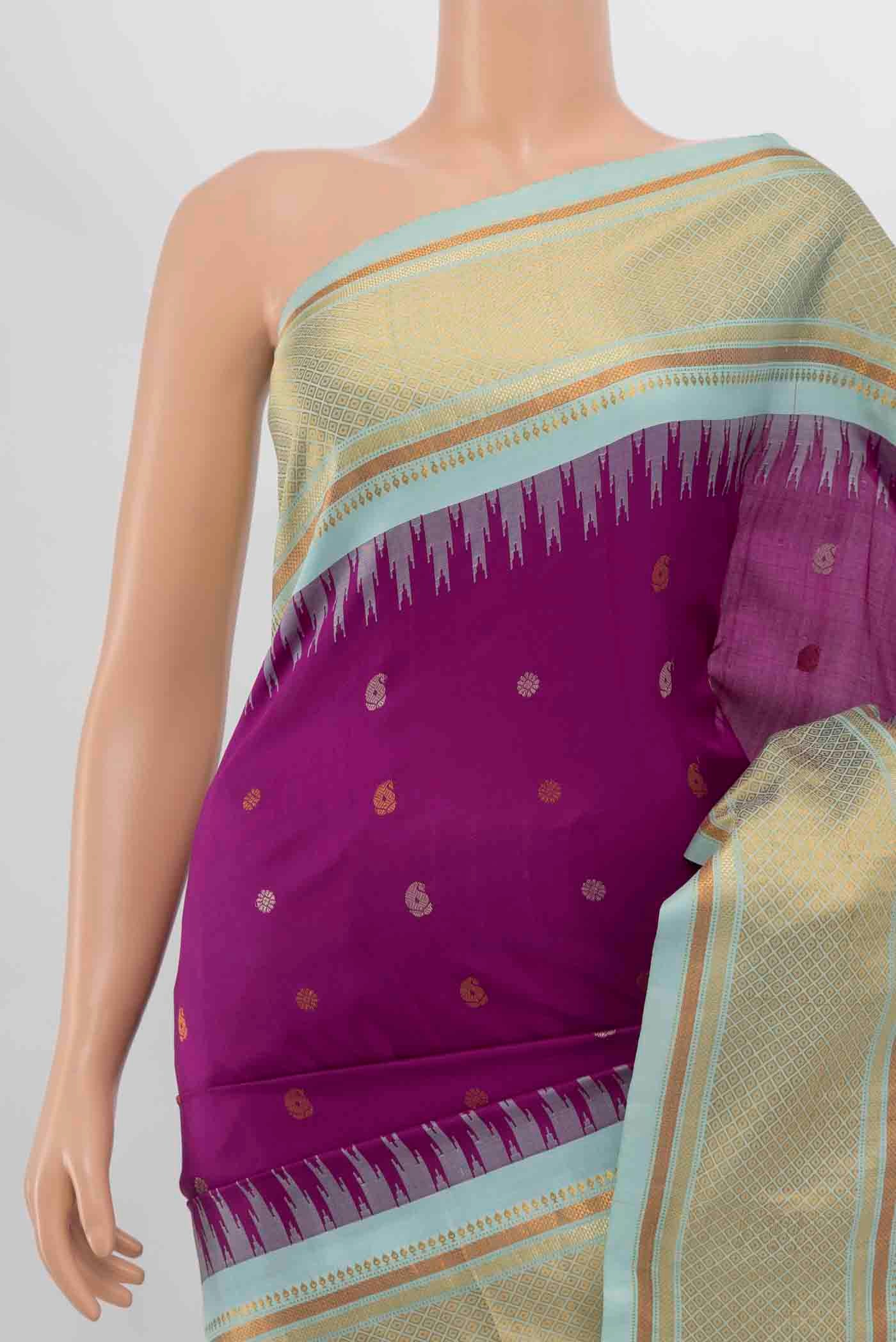 Purple Gadwal Silk Saree - Image 2