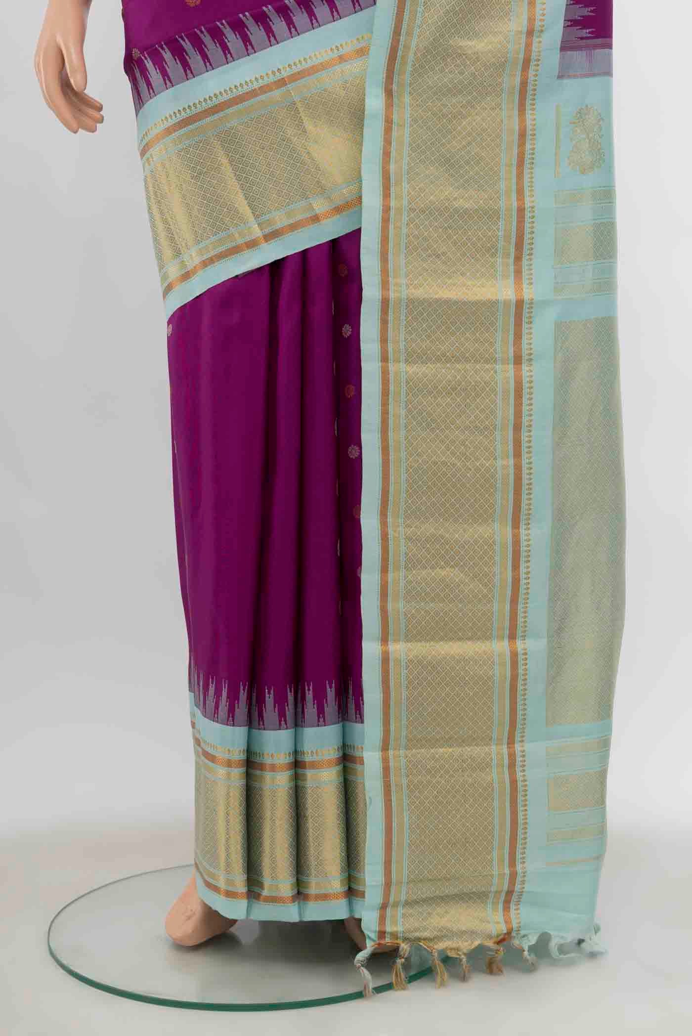Purple Gadwal Silk Saree - Image 3