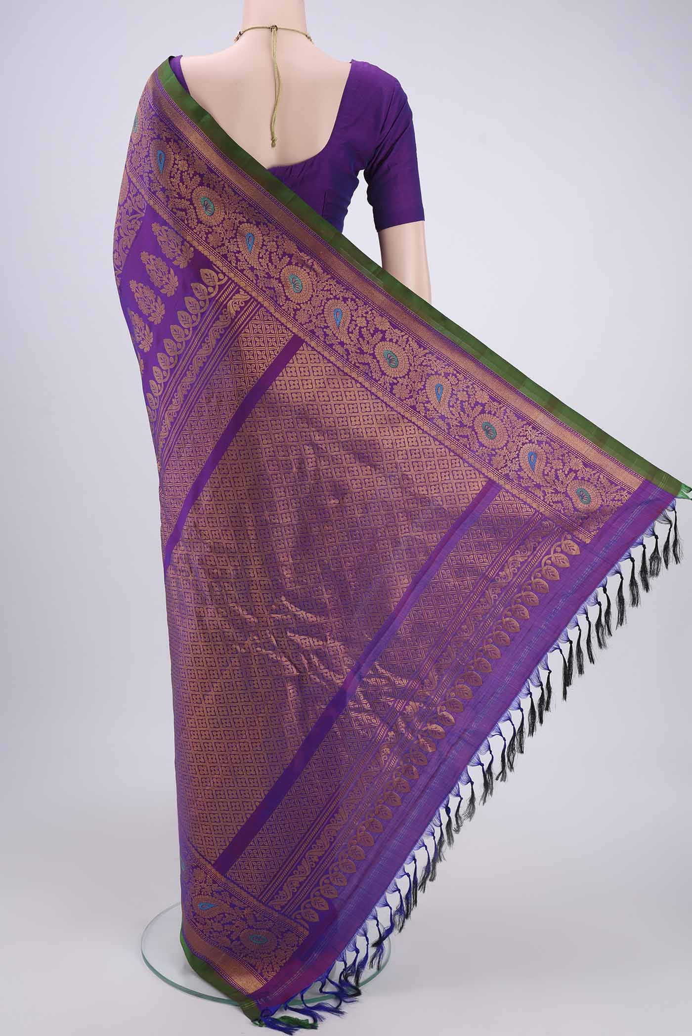Purple Gadwal Silk Saree - Image 3