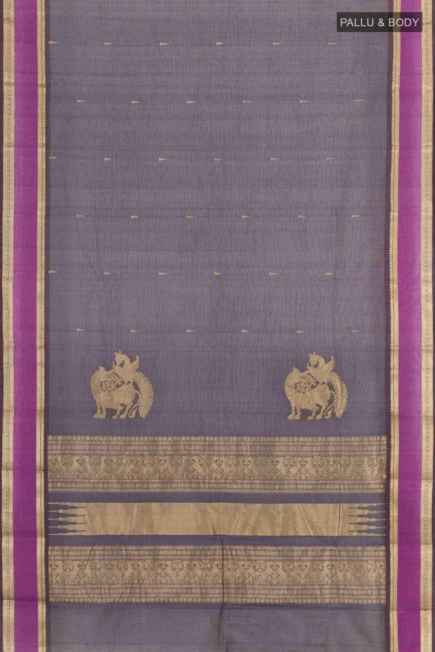 Purple Kanchi Cotton Saree - Image 2