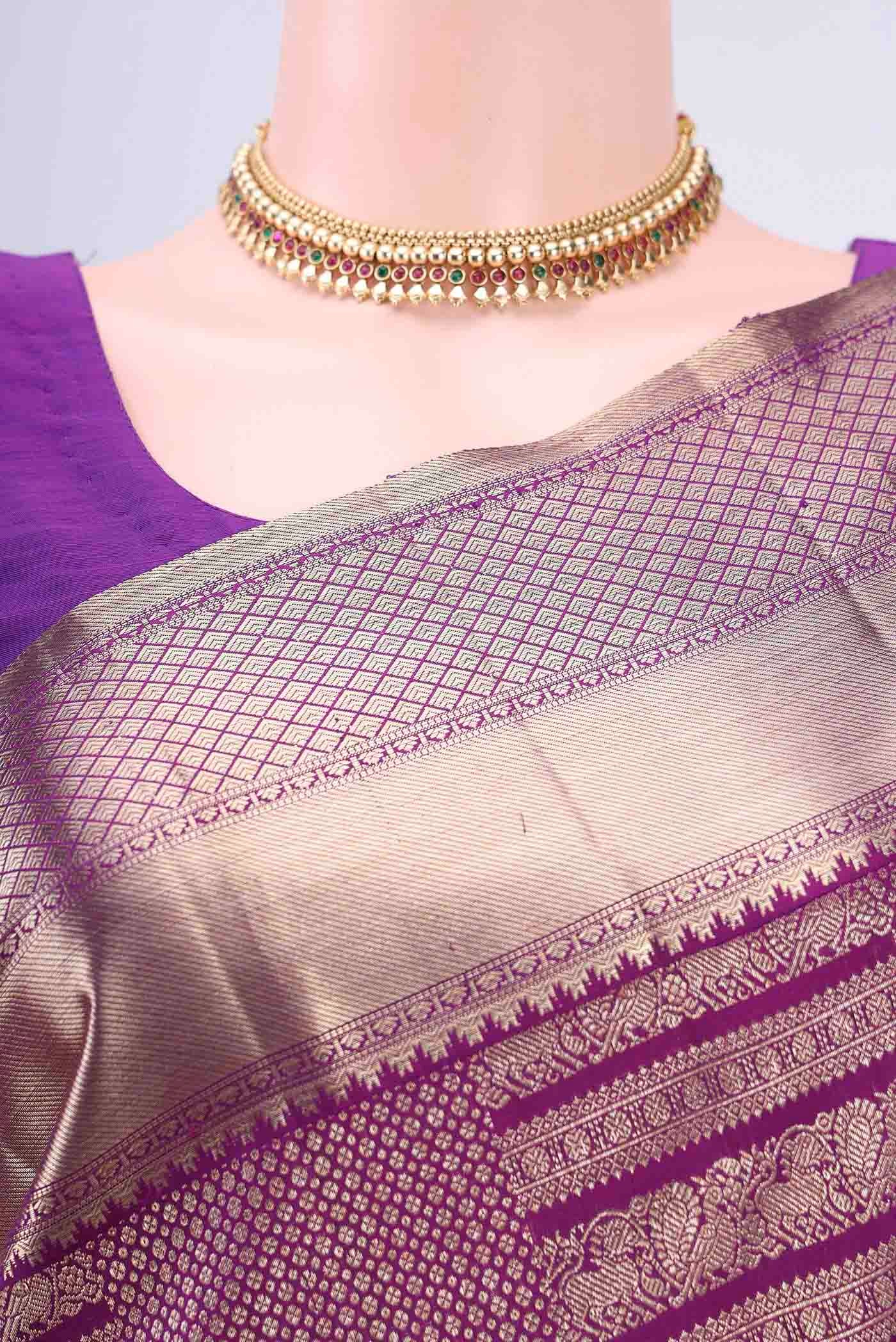 Purple Kanchipuram Saree - Image 2