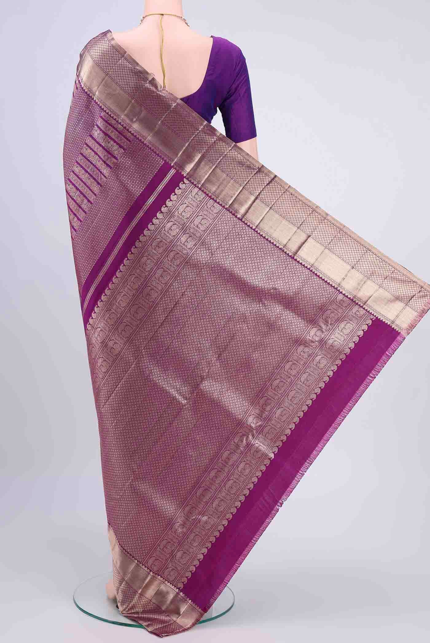 Purple Kanchipuram Saree - Image 3