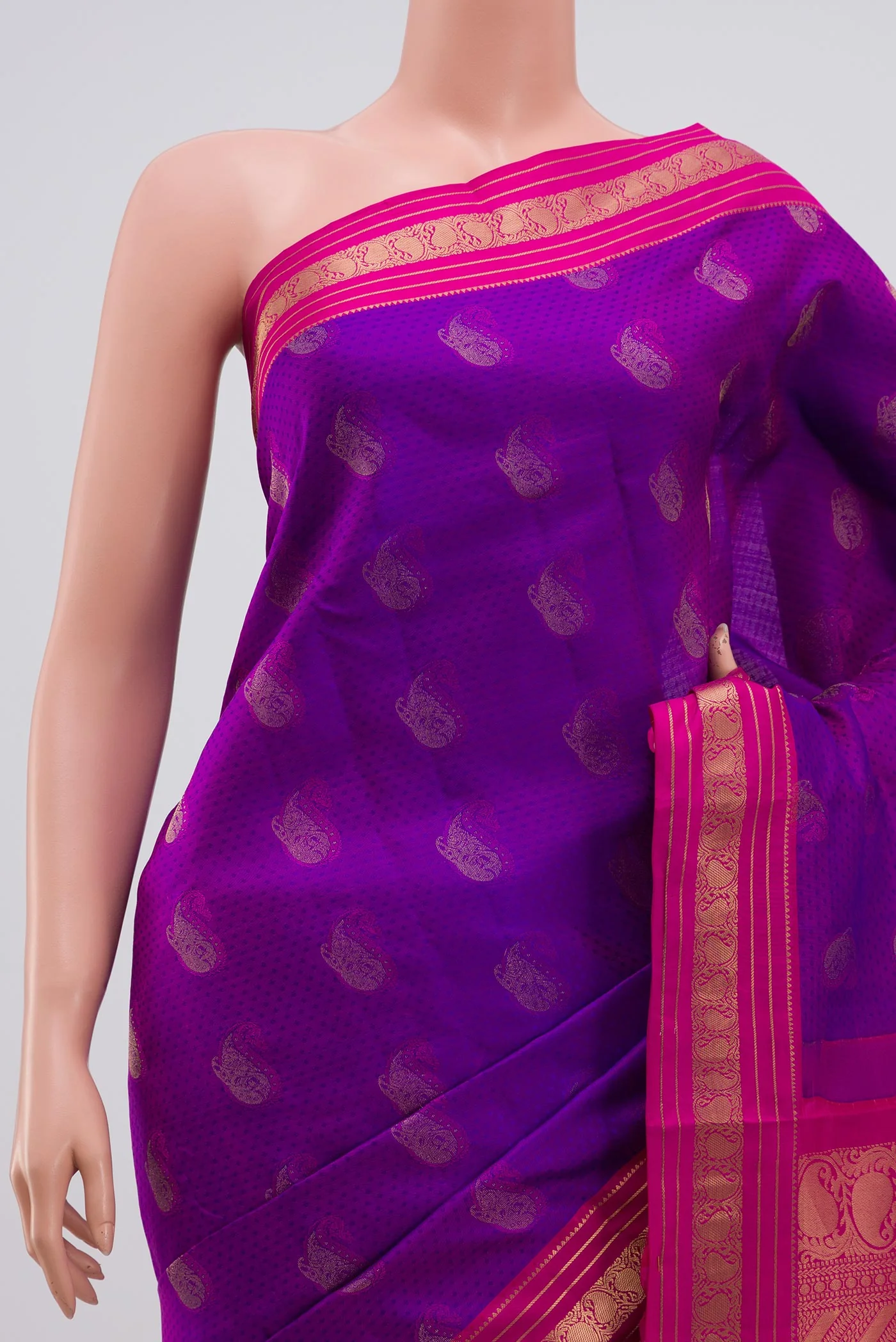 Purple Kanchipuram Silk Saree - Image 2