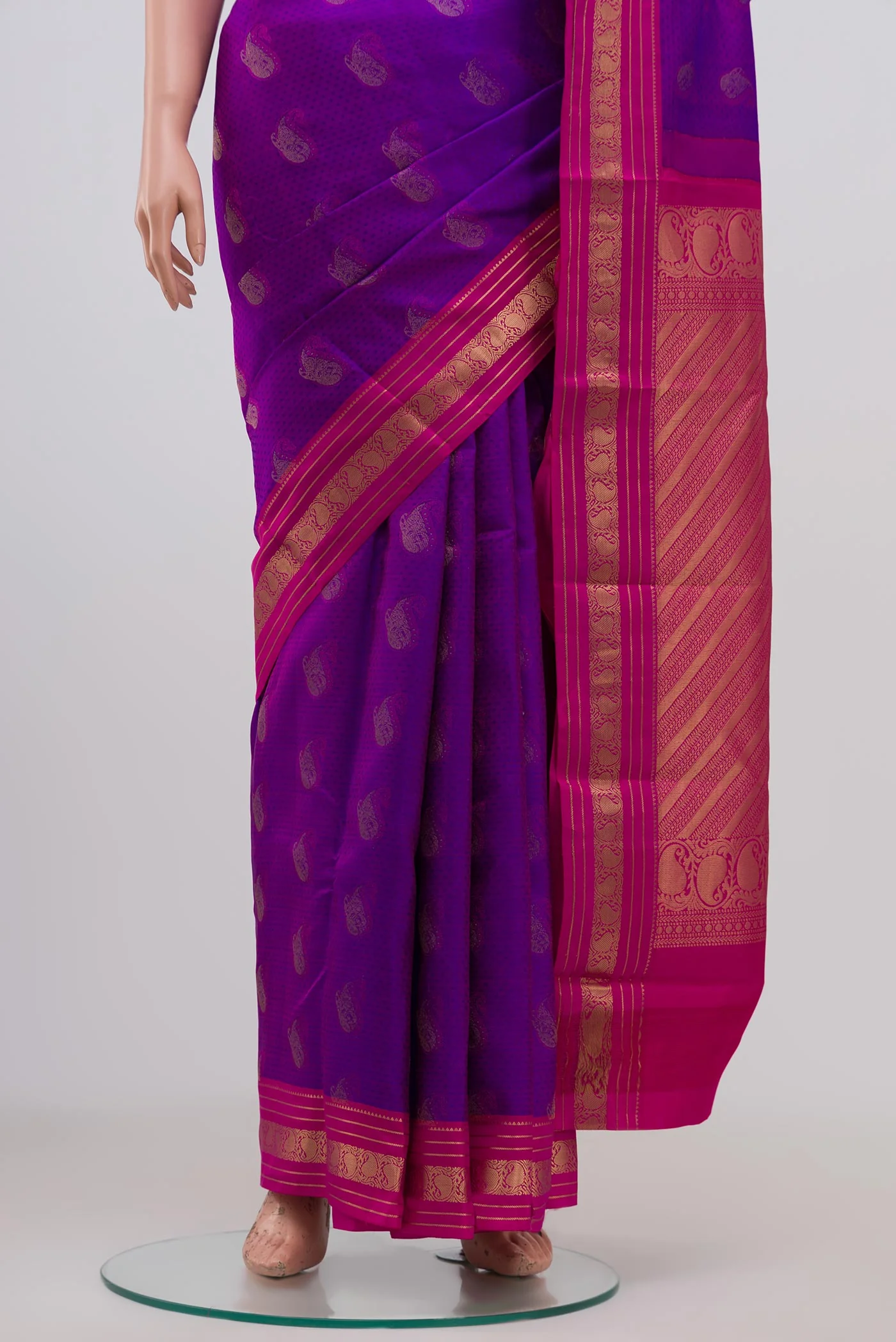 Purple Kanchipuram Silk Saree - Image 3